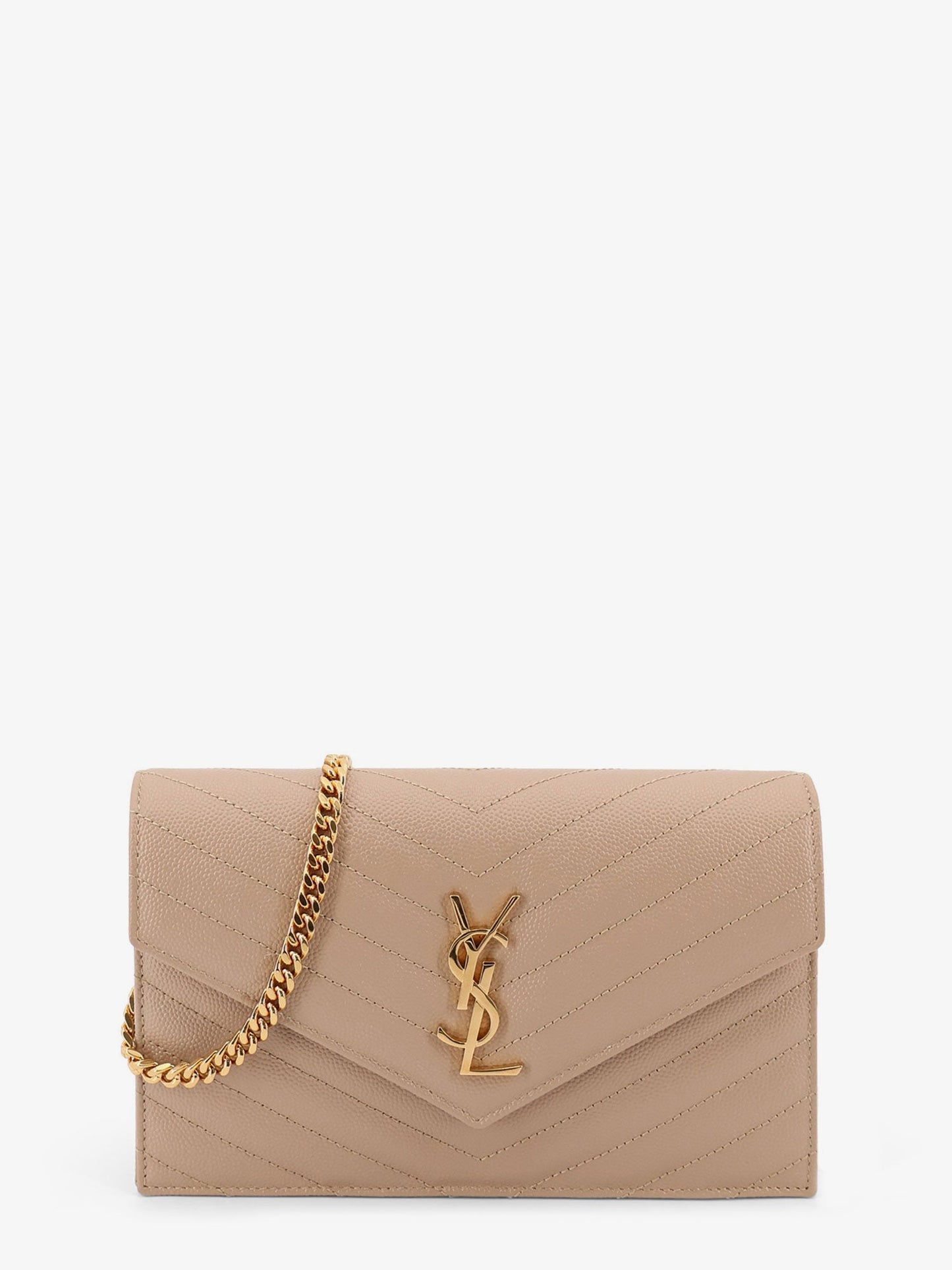 Saint Laurent Women Leather Shoulder Bag With Metal Cassandre Logo