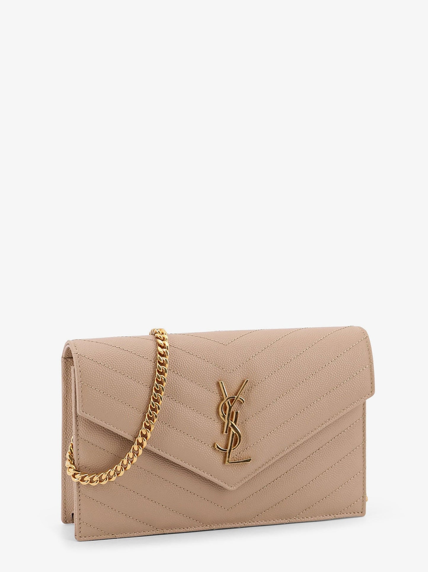 Saint Laurent Women Leather Shoulder Bag With Metal Cassandre Logo