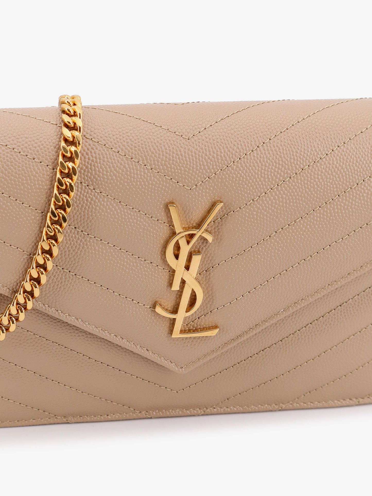 Saint Laurent Women Leather Shoulder Bag With Metal Cassandre Logo