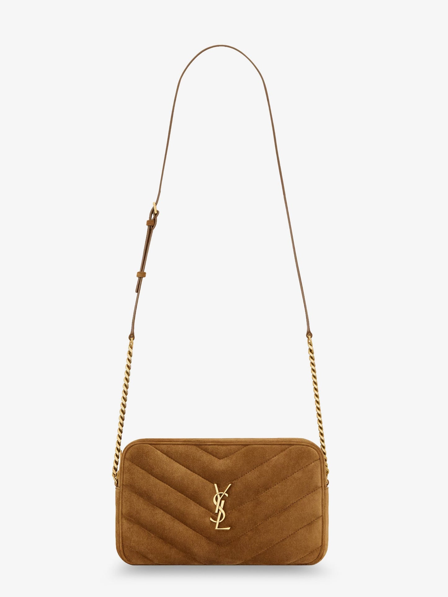 Saint Laurent Women Loulou Suede Crossbody Bag With Cassandre Logo On The Front SAINT LAURENT