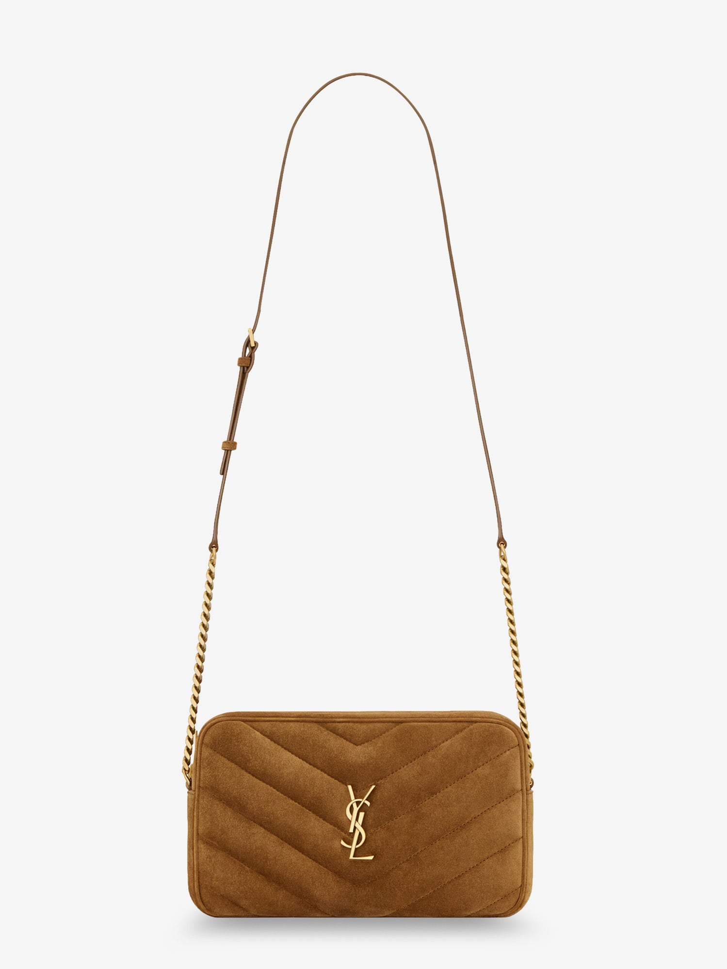 Saint Laurent Women Loulou Suede Crossbody Bag With Cassandre Logo On The Front SAINT LAURENT