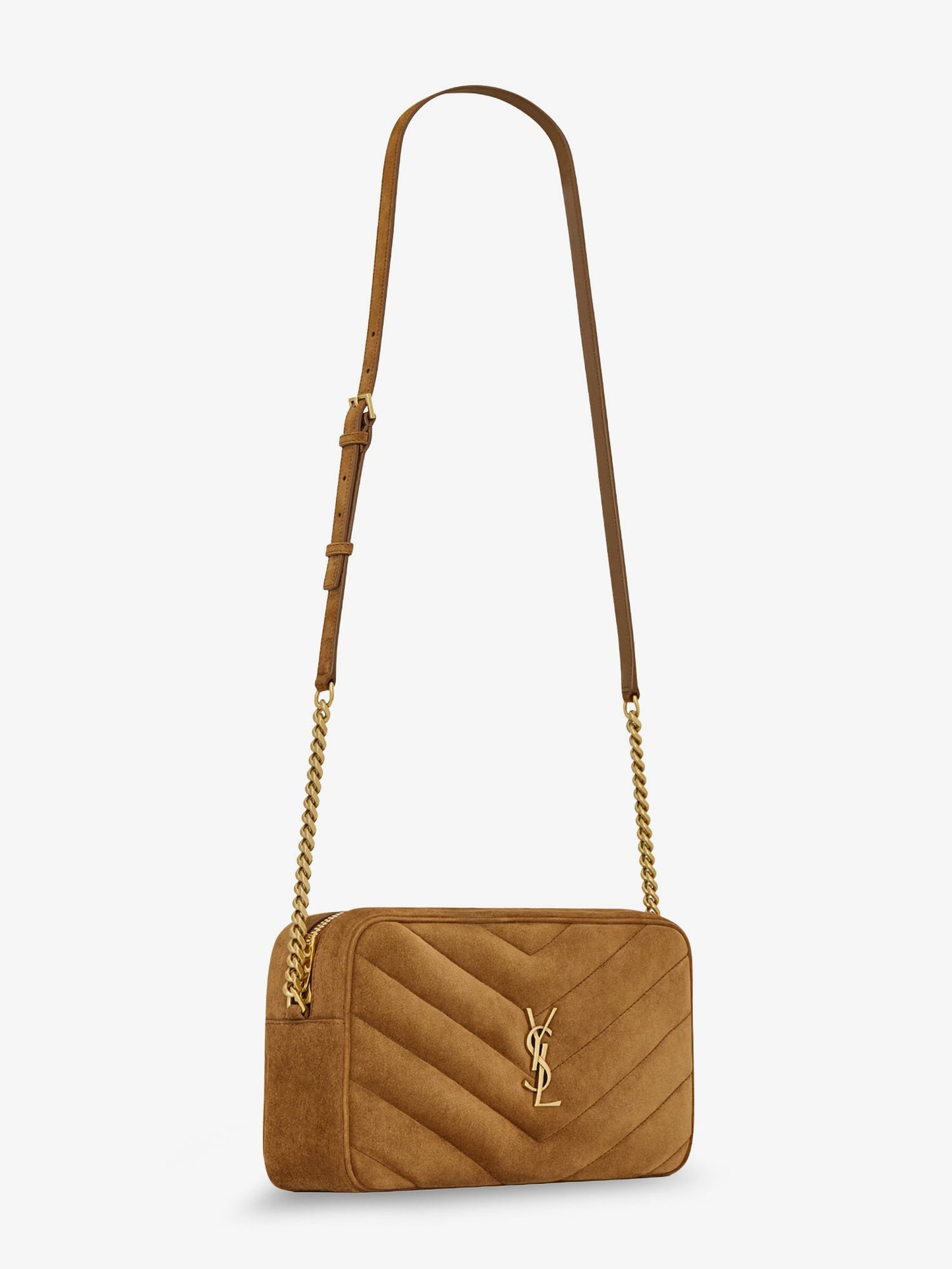 Saint Laurent Women Loulou Suede Crossbody Bag With Cassandre Logo On The Front SAINT LAURENT