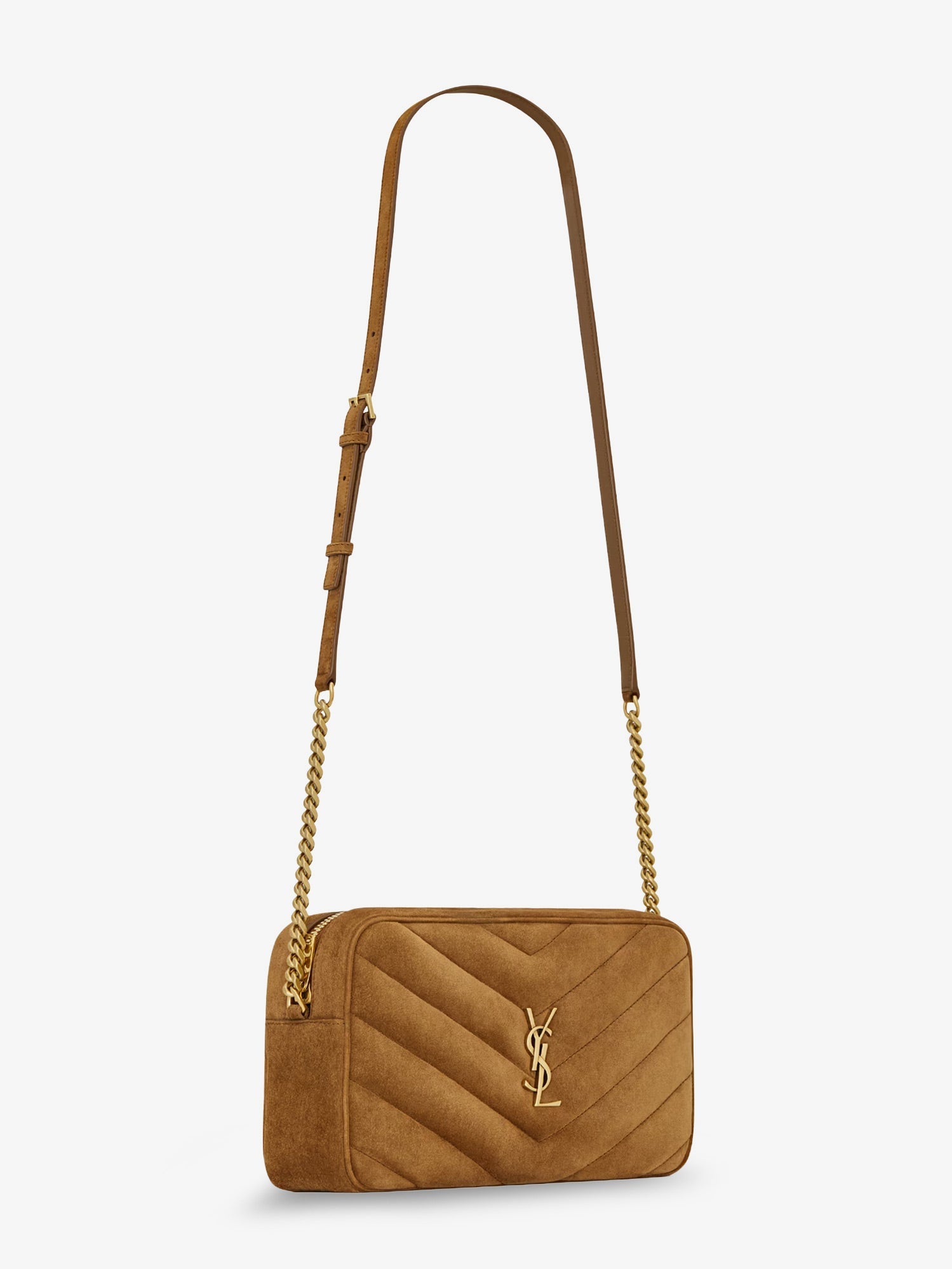 Saint Laurent Women Loulou Suede Crossbody Bag With Cassandre Logo On The Front SAINT LAURENT