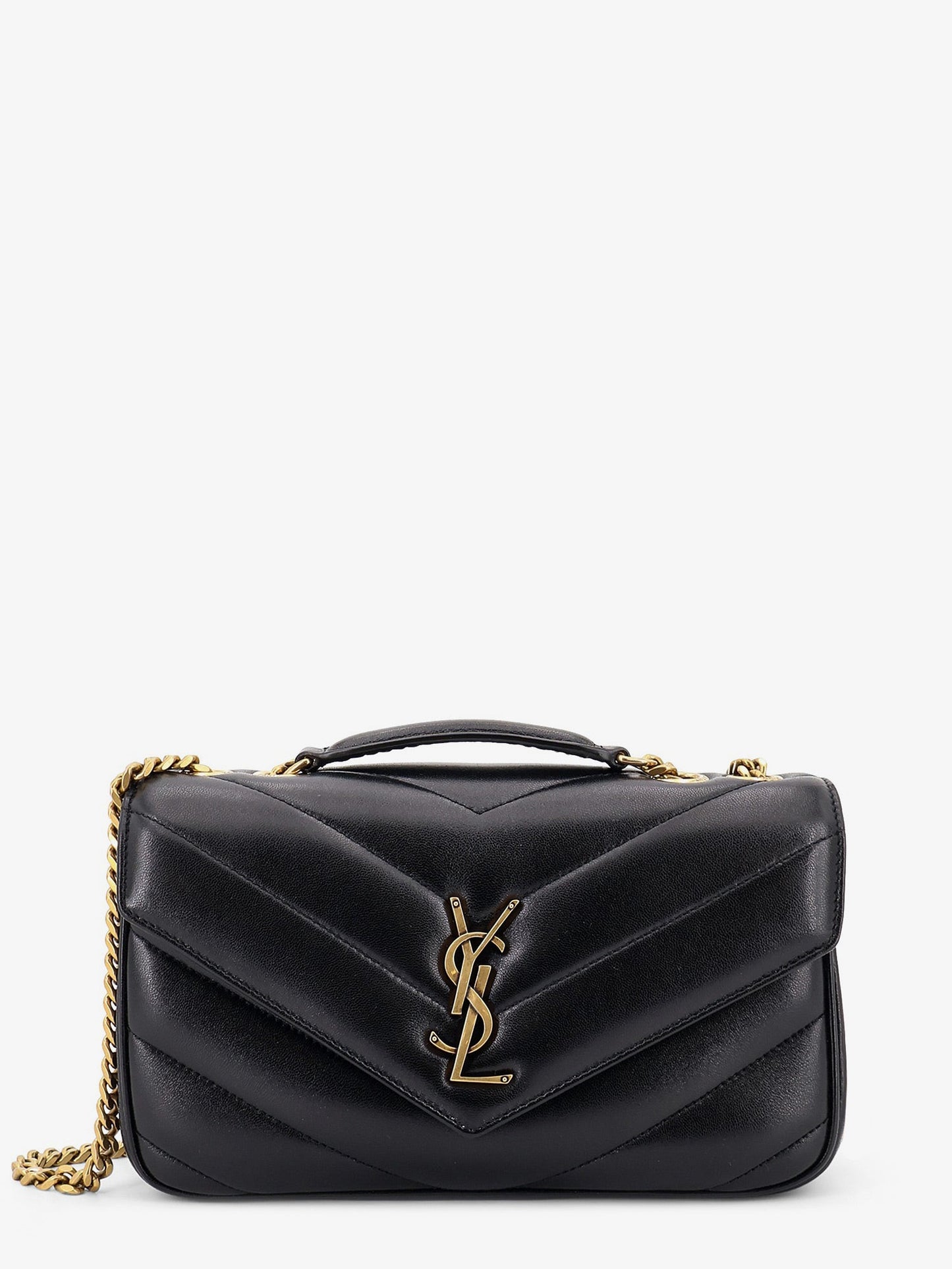 Saint Laurent Women Loulou Leather Shoulder Bag With Metal Cassandre Logo SAINT LAURENT