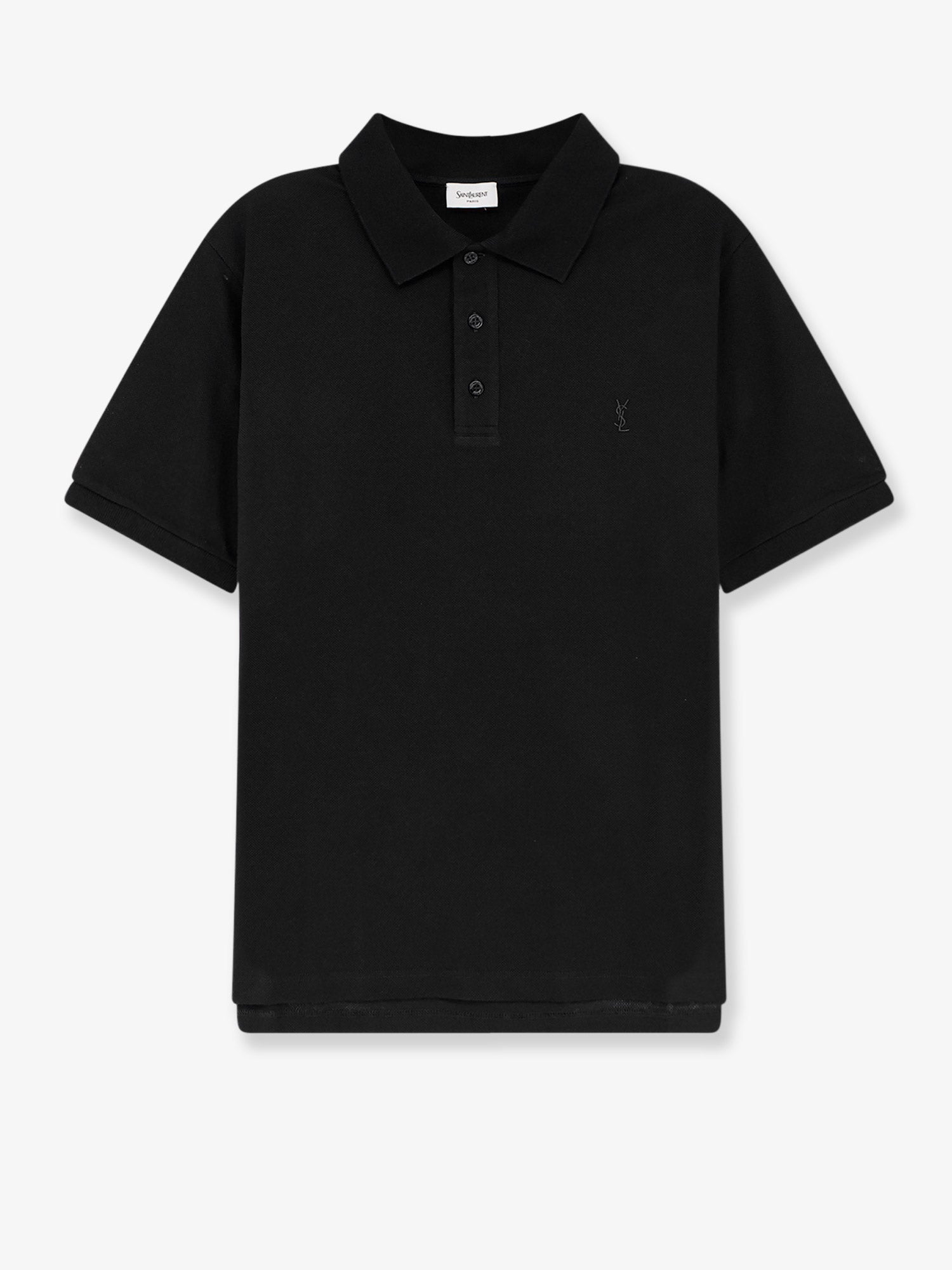 Saint Laurent Men Pique Cotton Polo Shirt With Cassandre Embroidery SAINT LAURENT