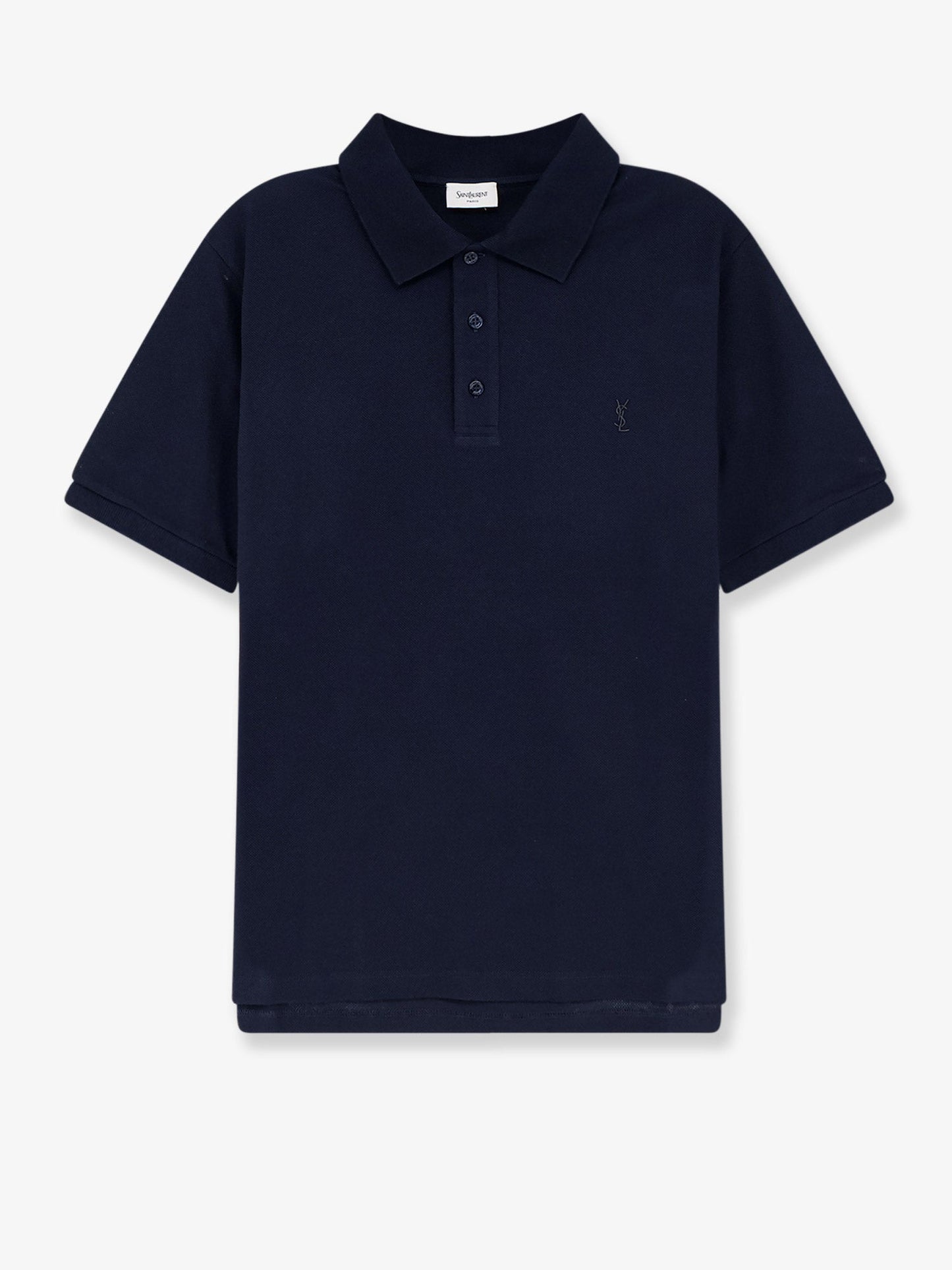 Saint Laurent Men Pique Cotton Polo Shirt With Cassandre Embroidery SAINT LAURENT