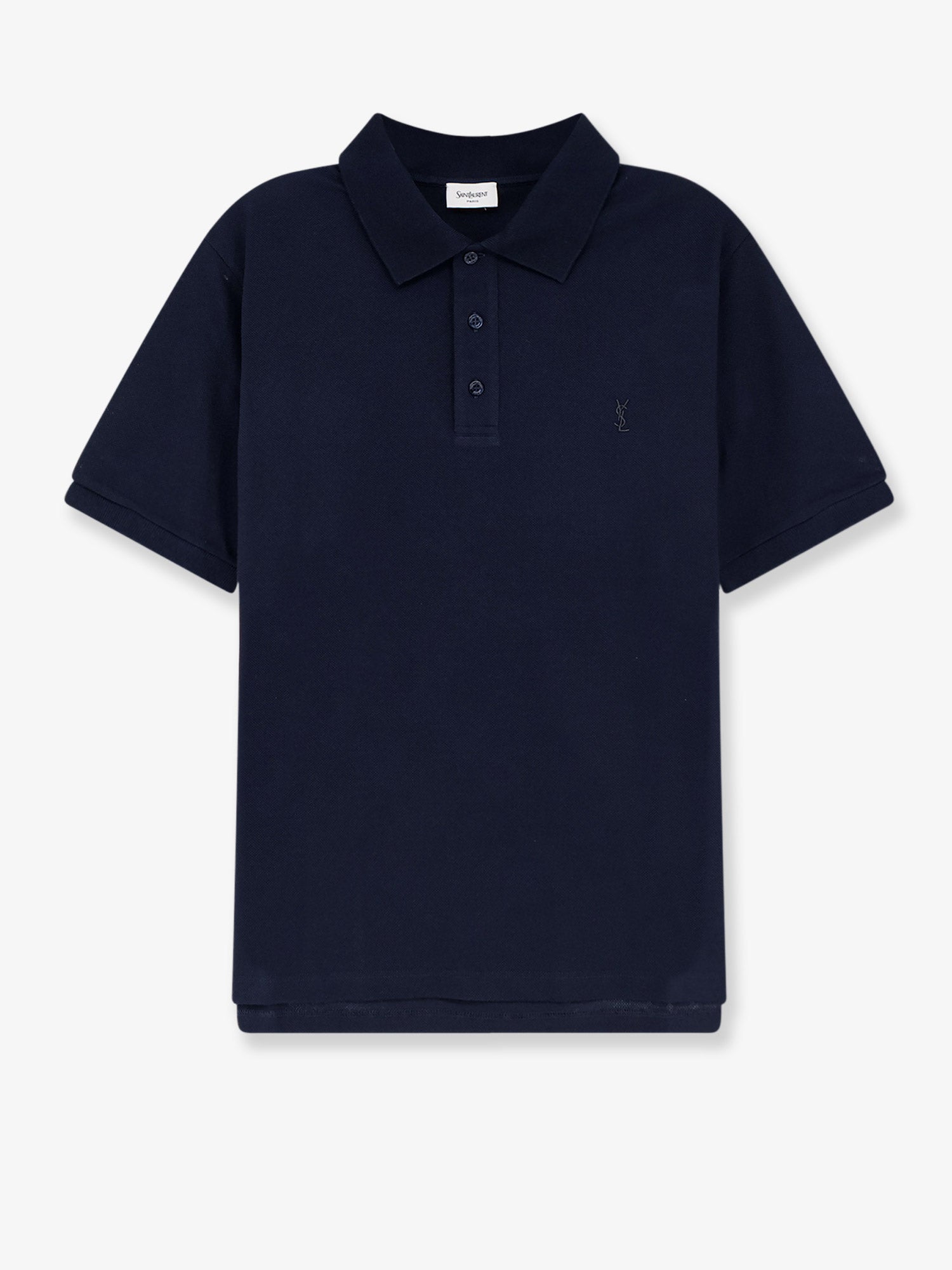 Saint Laurent Men Pique Cotton Polo Shirt With Cassandre Embroidery SAINT LAURENT
