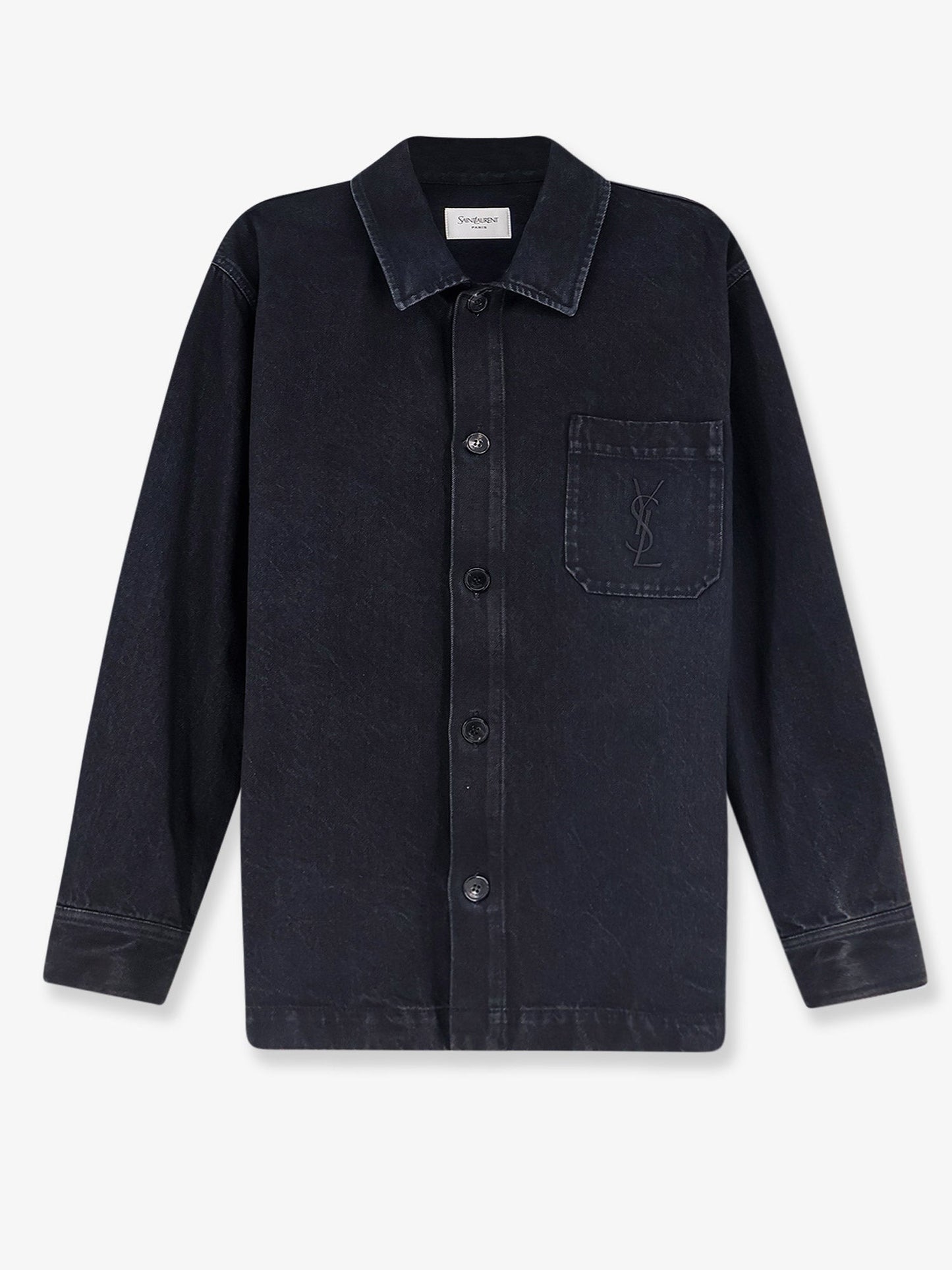 Saint Laurent Men Cassandre Black Denim Overshirt SAINT LAURENT
