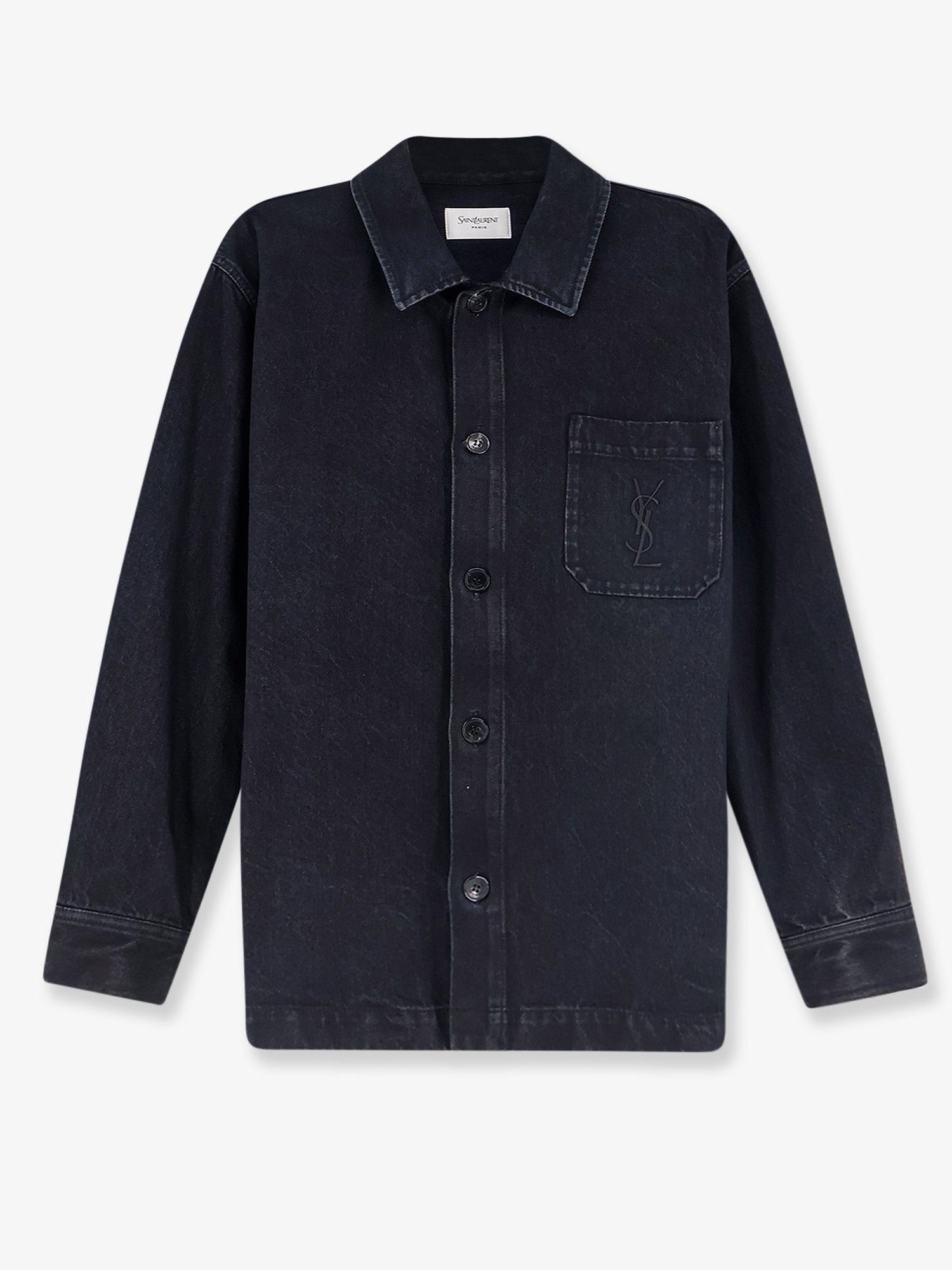 Saint Laurent Men Cassandre Black Denim Overshirt SAINT LAURENT