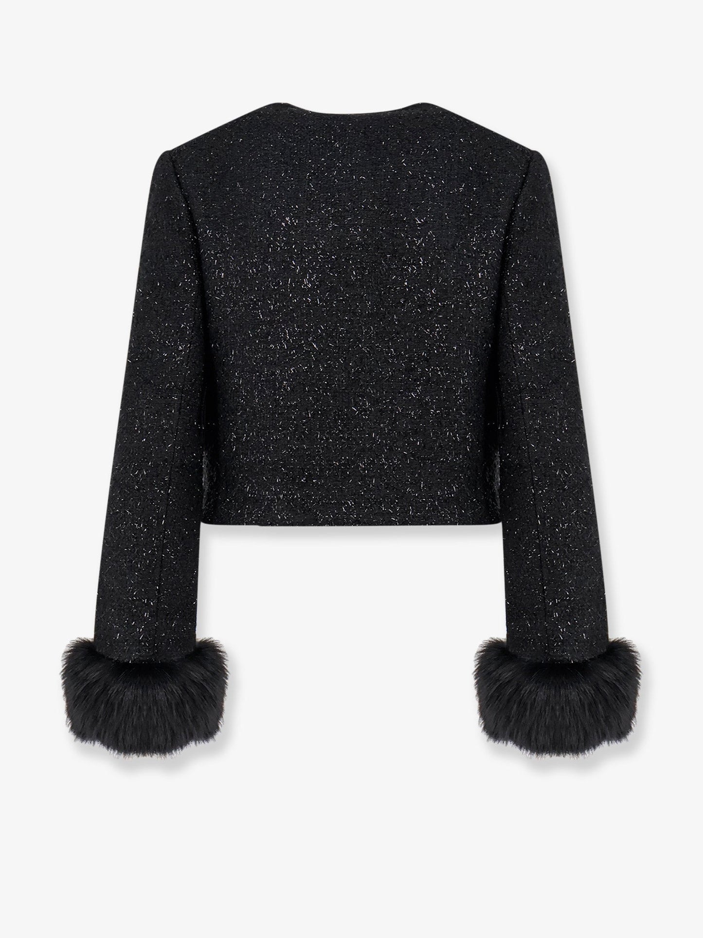 Self Portrait Women Cropped Wool Blend Blazer With All-Over Laminated Details SELF-PORTRAIT