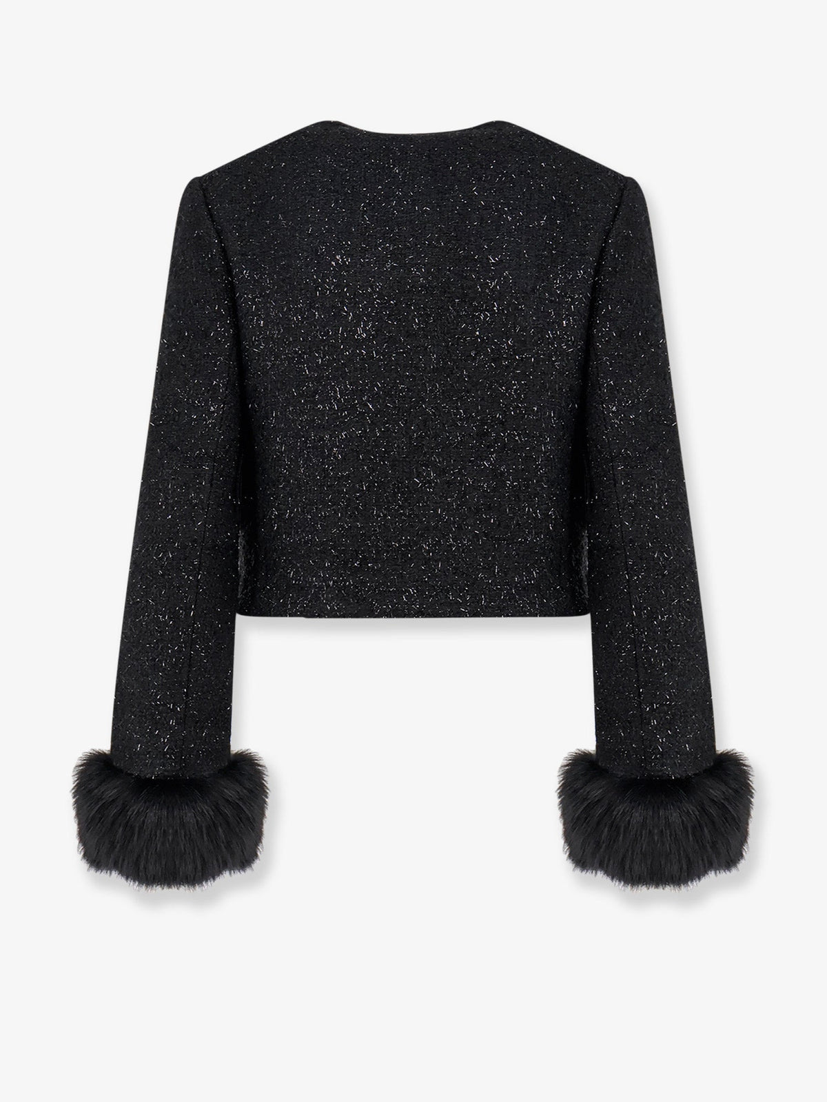Self Portrait Women Cropped Wool Blend Blazer With All-Over Laminated Details SELF-PORTRAIT