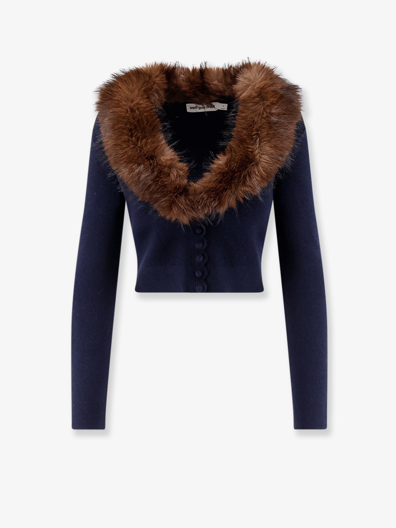 Self Portrait Women Cardigan With Faux Fur Profile SELF-PORTRAIT