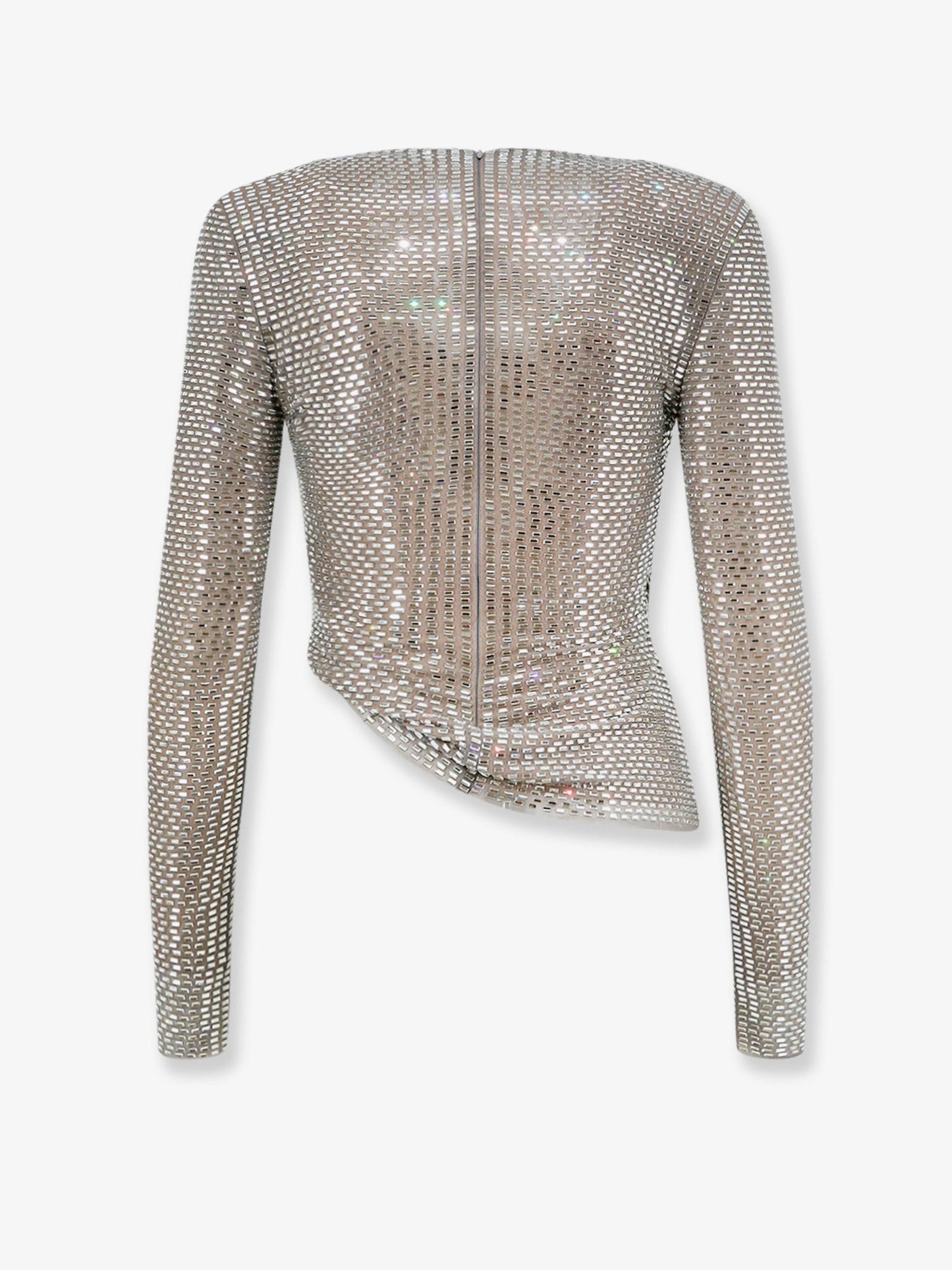 Self Portrait Women Mesh Top With All-Over Rhinestones SELF-PORTRAIT