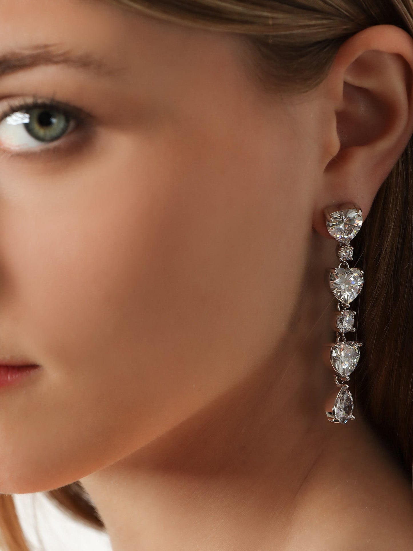 Self Portrait Women Crystal Heart Tiered Earrings SELF-PORTRAIT