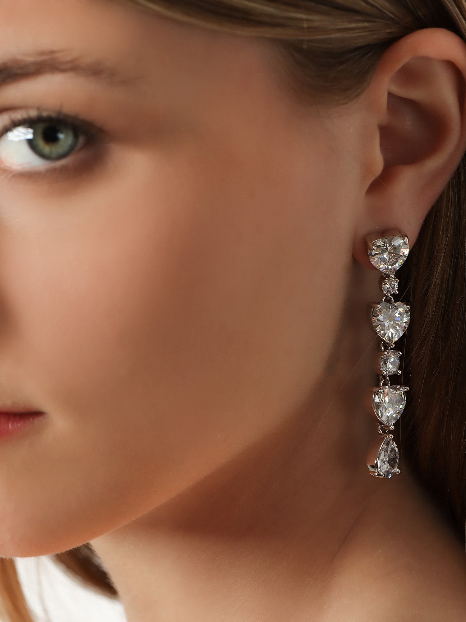 Self Portrait Women Crystal Heart Tiered Earrings SELF-PORTRAIT