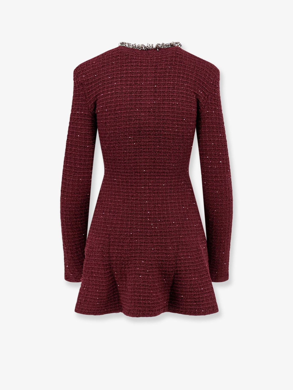 Self Portrait Women Knitted Bordeaux Dress With Jewel Details SELF-PORTRAIT