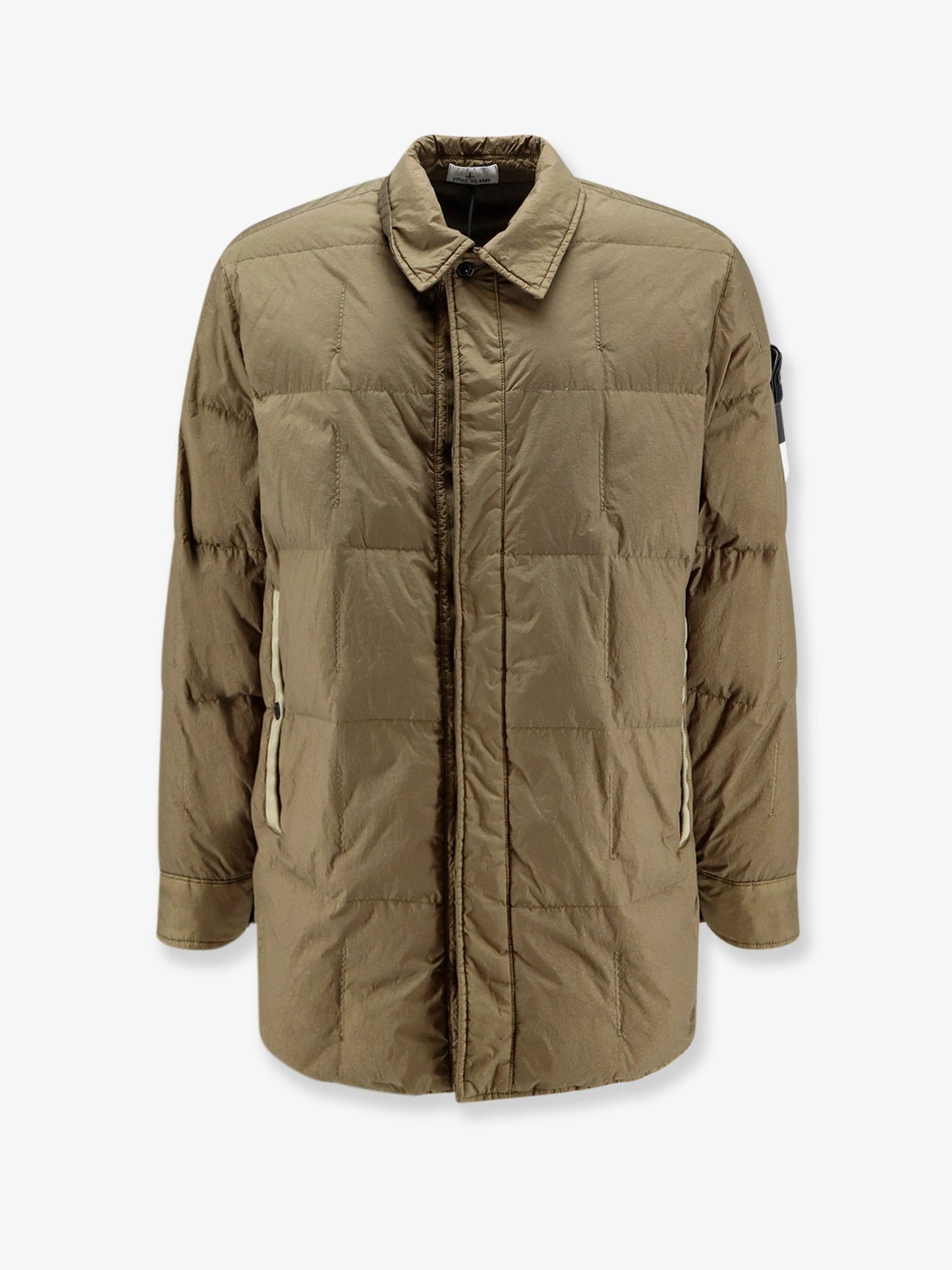 Stone Island Men Garment Dyed Crinkle Reps Ny Recycled Nylon Down Jacket With Side Logo Patch STONE ISLAND