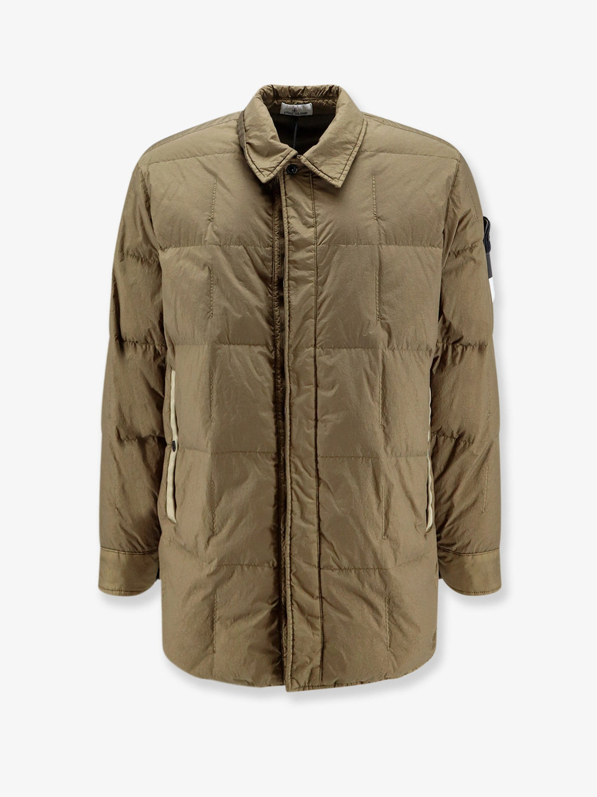 Stone Island Men Garment Dyed Crinkle Reps Ny Recycled Nylon Down Jacket With Side Logo Patch STONE ISLAND