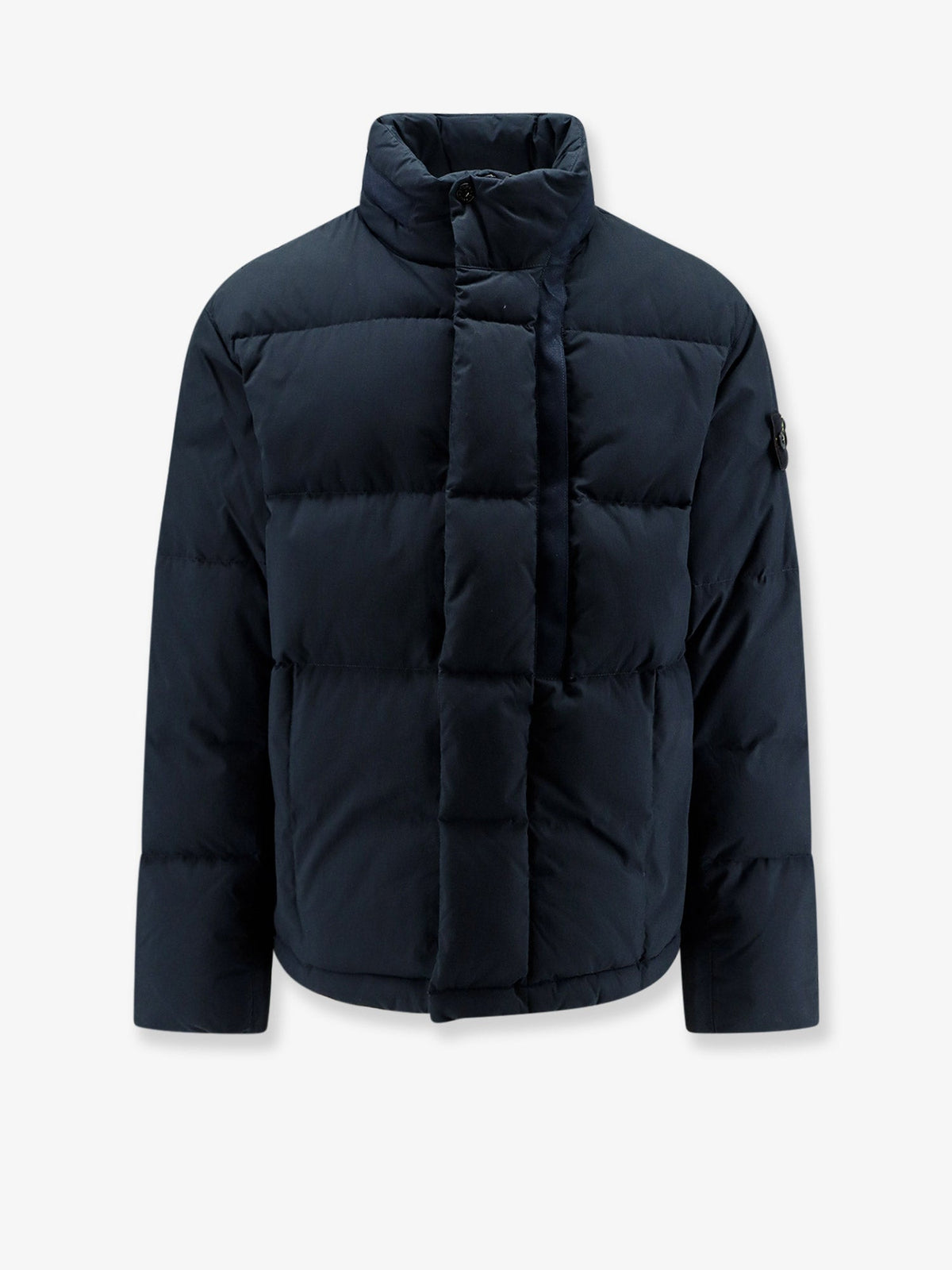 Stone Island Men Cotton Nylon Tela Down Jacket With Iconic Patch STONE ISLAND