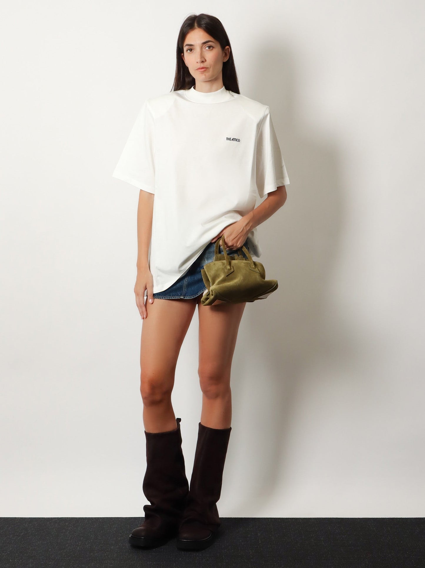 The Attico Women La Passeggiata Mini Suede Handbag THE ATTICO
