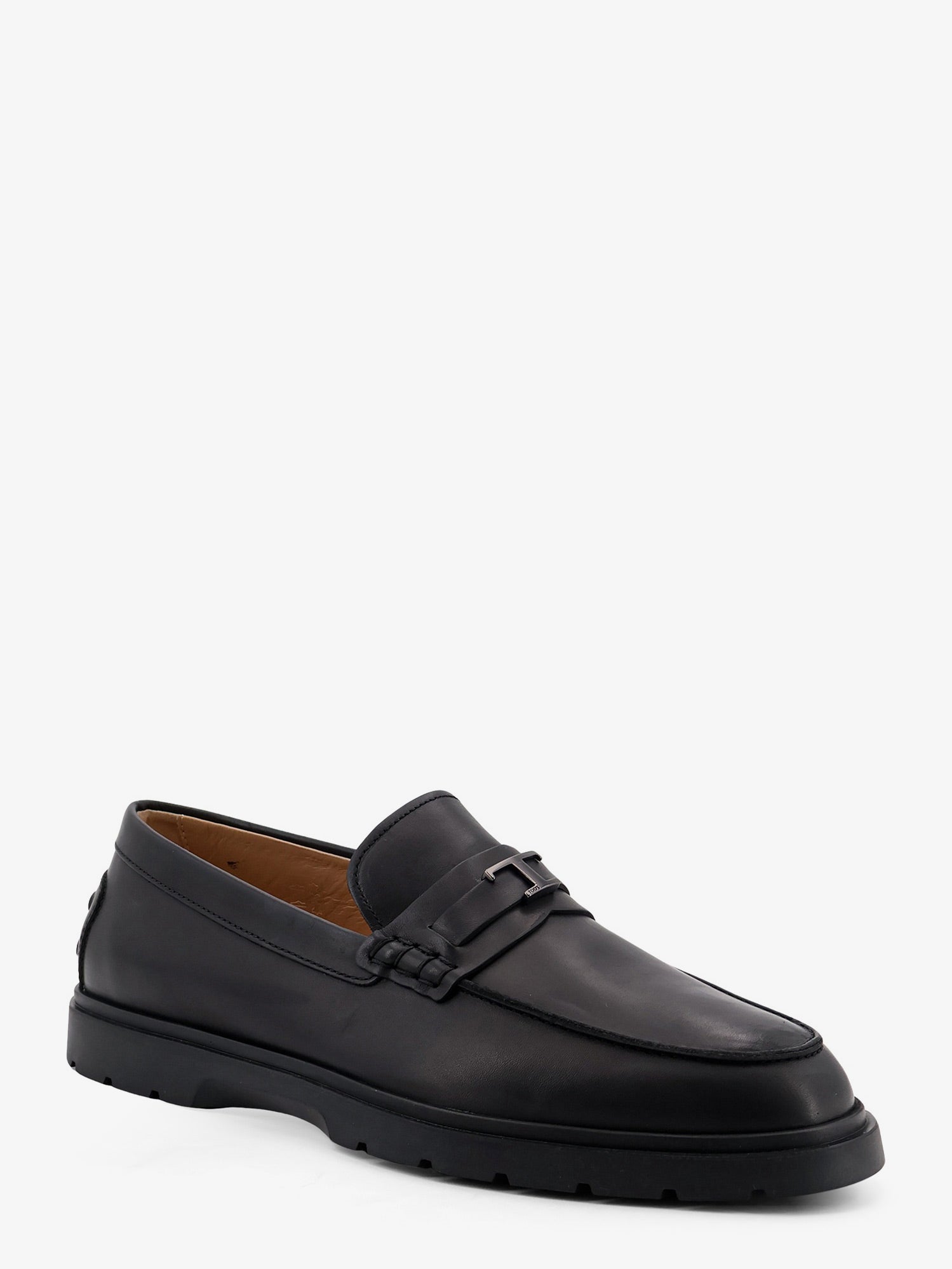 Tod's Men Leather Loafers With Metal Logo TOD'S
