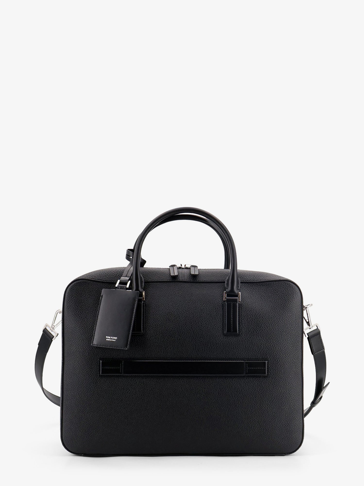 Tom Ford Men Leather Work Bag With Front Lettering Logo TOM FORD