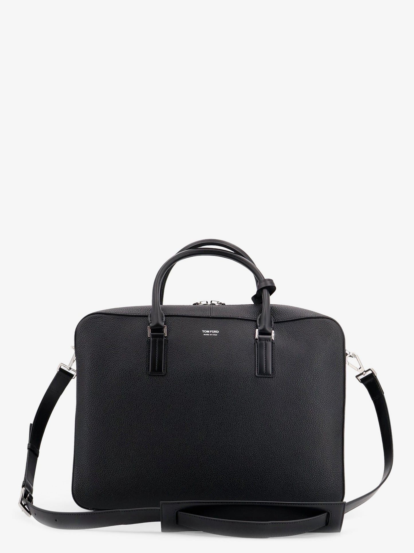 Tom Ford Men Leather Work Bag With Front Lettering Logo TOM FORD