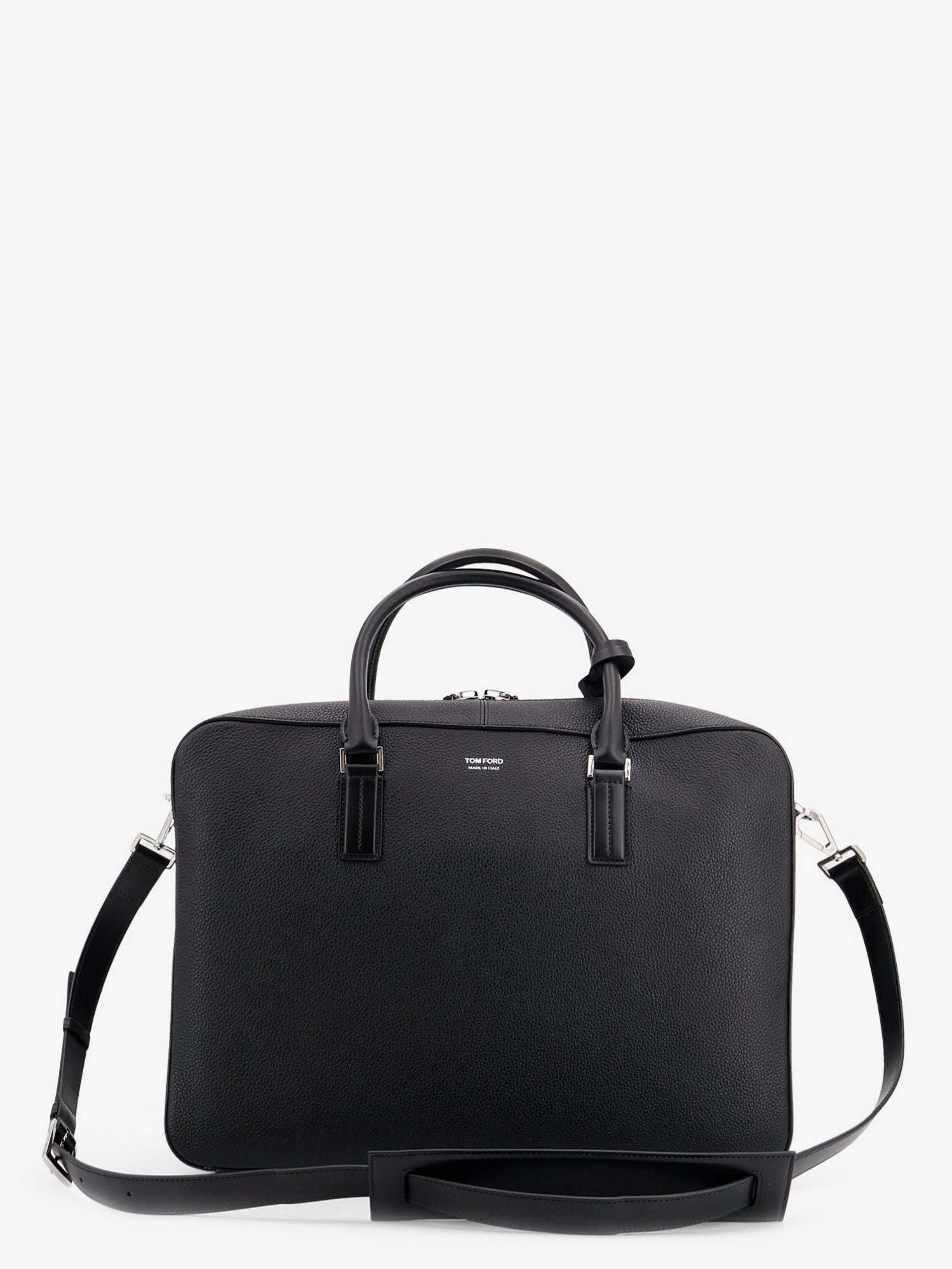 Tom Ford Men Leather Work Bag With Front Lettering Logo TOM FORD