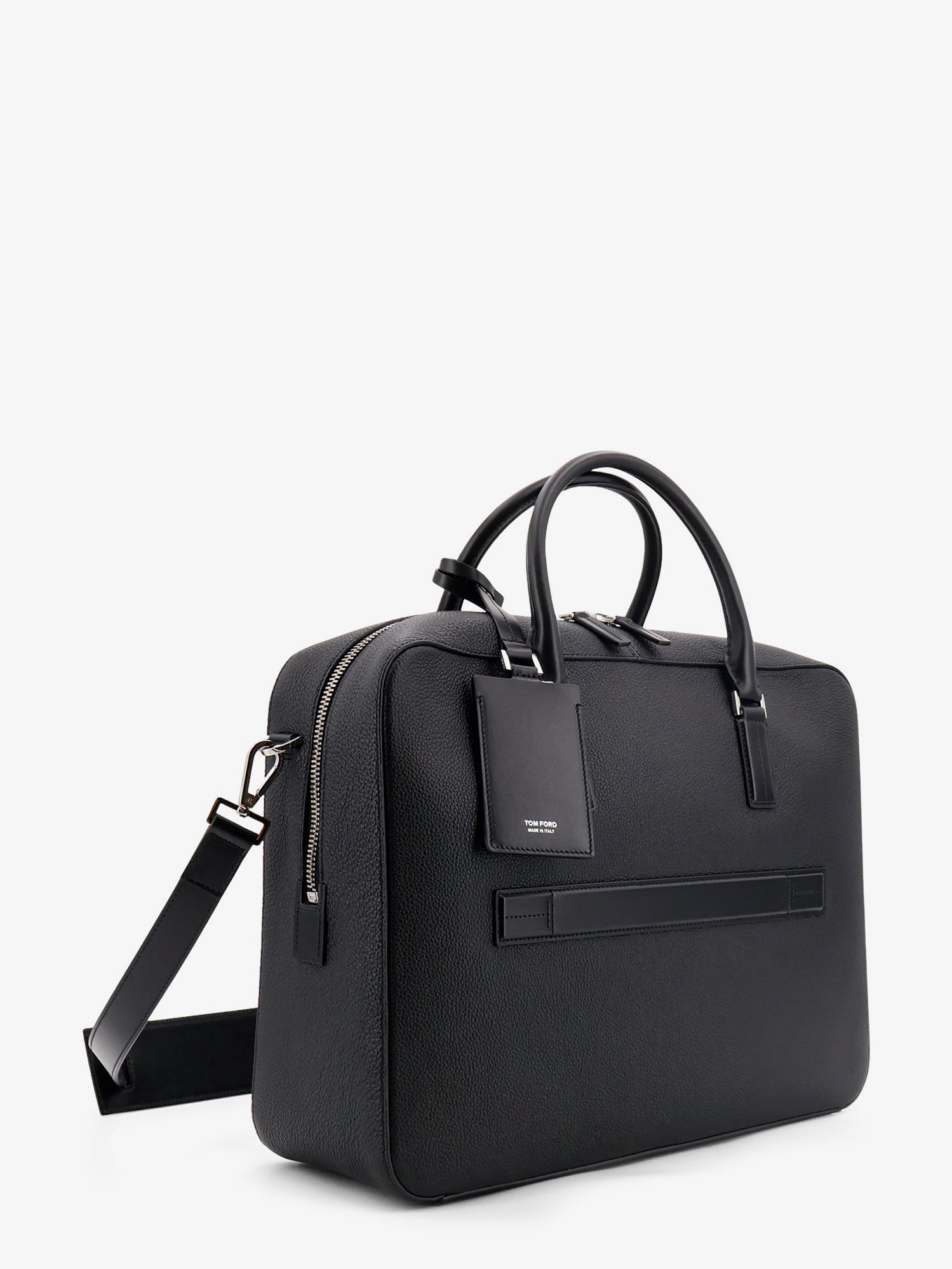 Tom Ford Men Leather Work Bag With Front Lettering Logo TOM FORD
