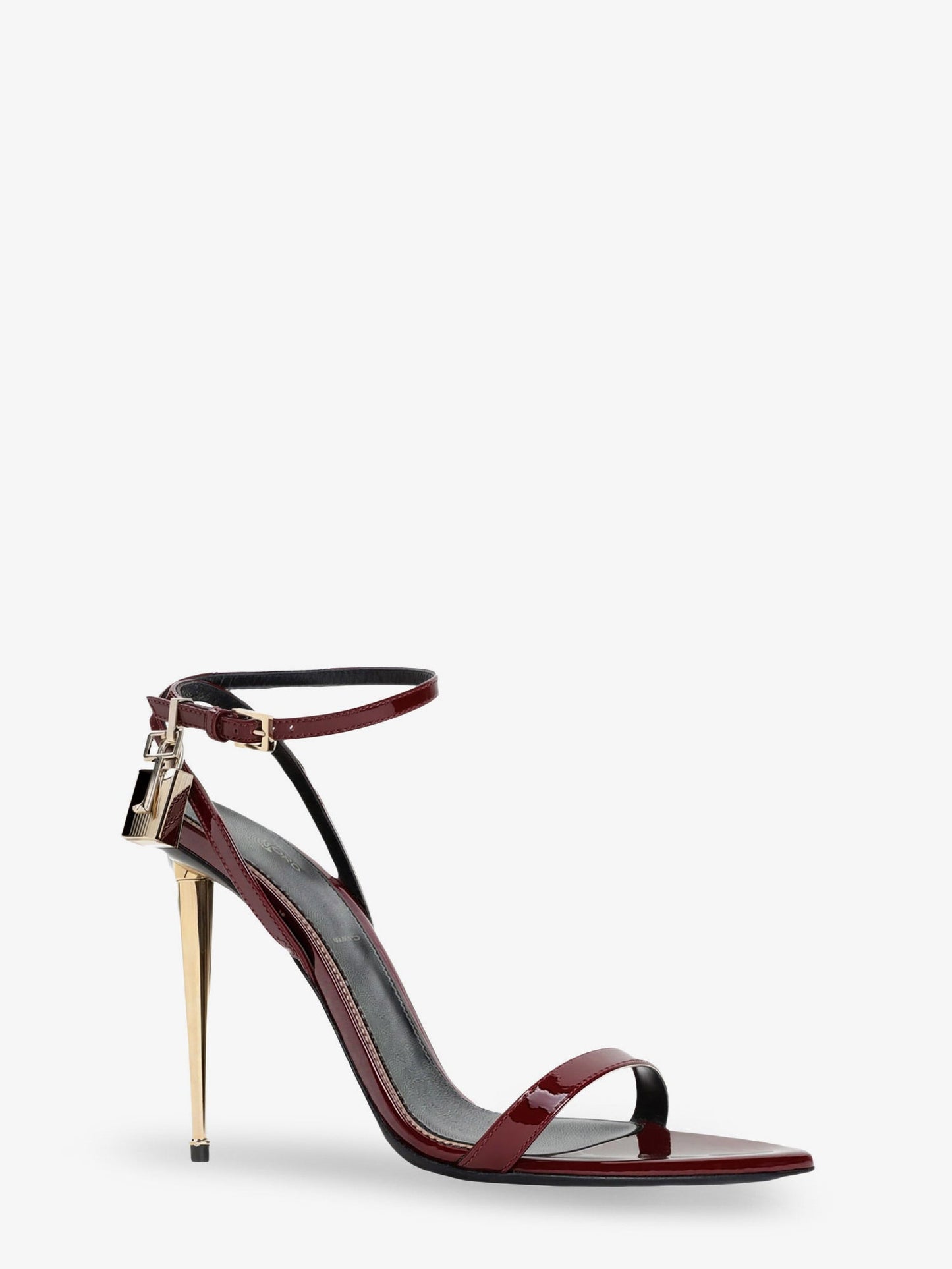 Tom Ford Women Patent Leather Sandals With Iconic Metal Padlock TOM FORD