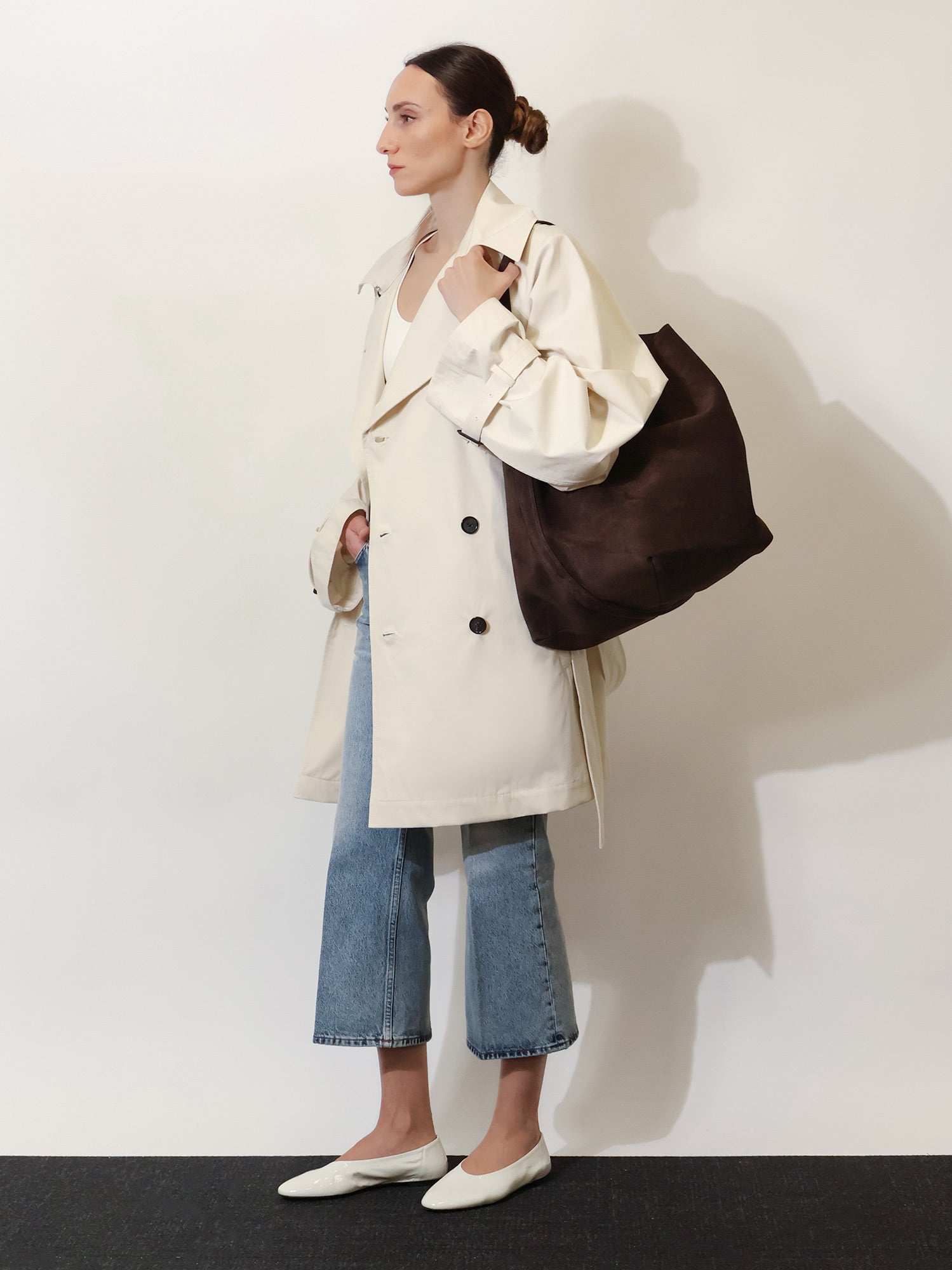 Toteme Women Suede Belted Tote Shoulder Bag TOTEME