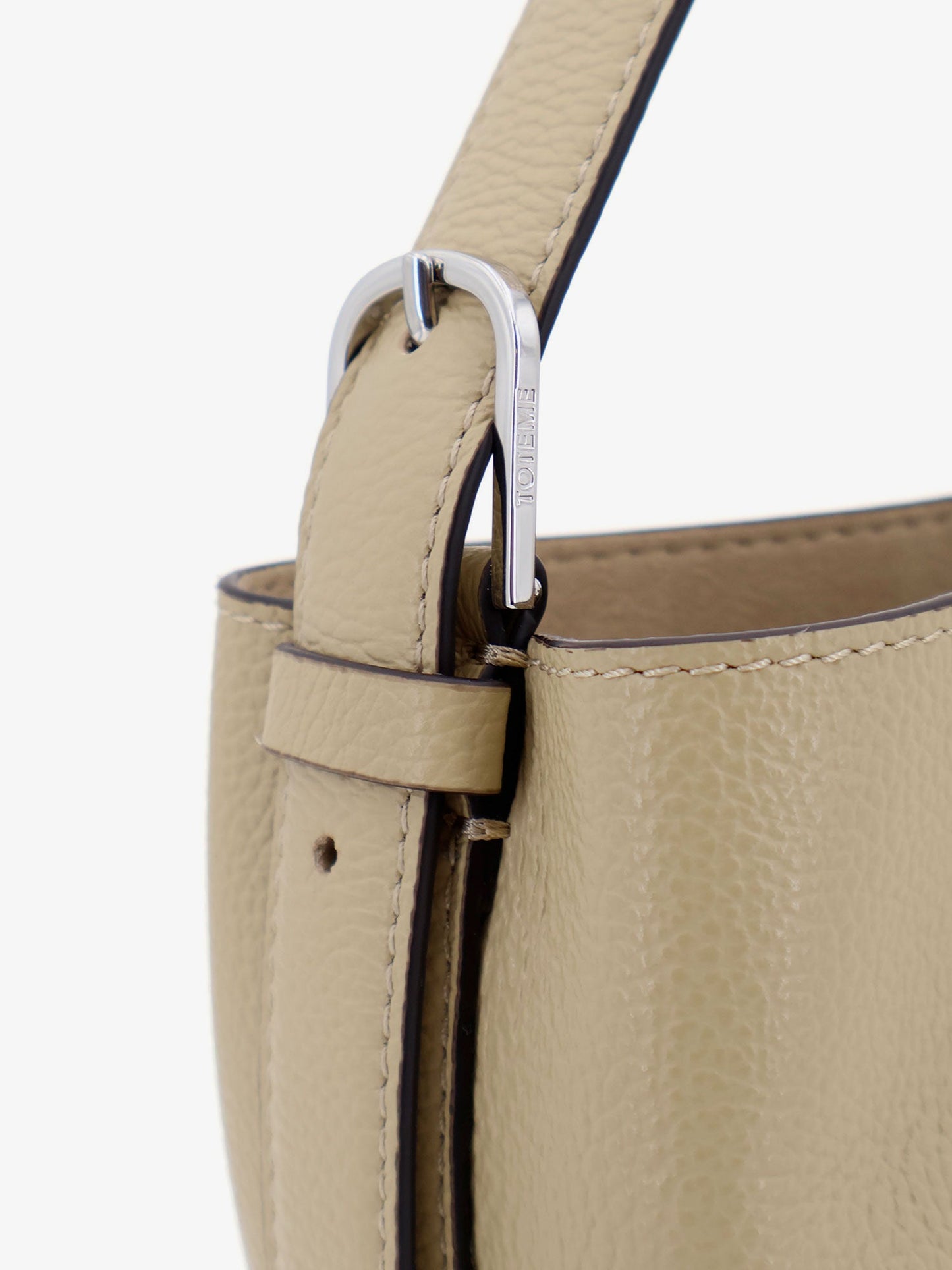 Toteme Women Petite Belted Leather Handbag With Logo Lettering Print TOTEME