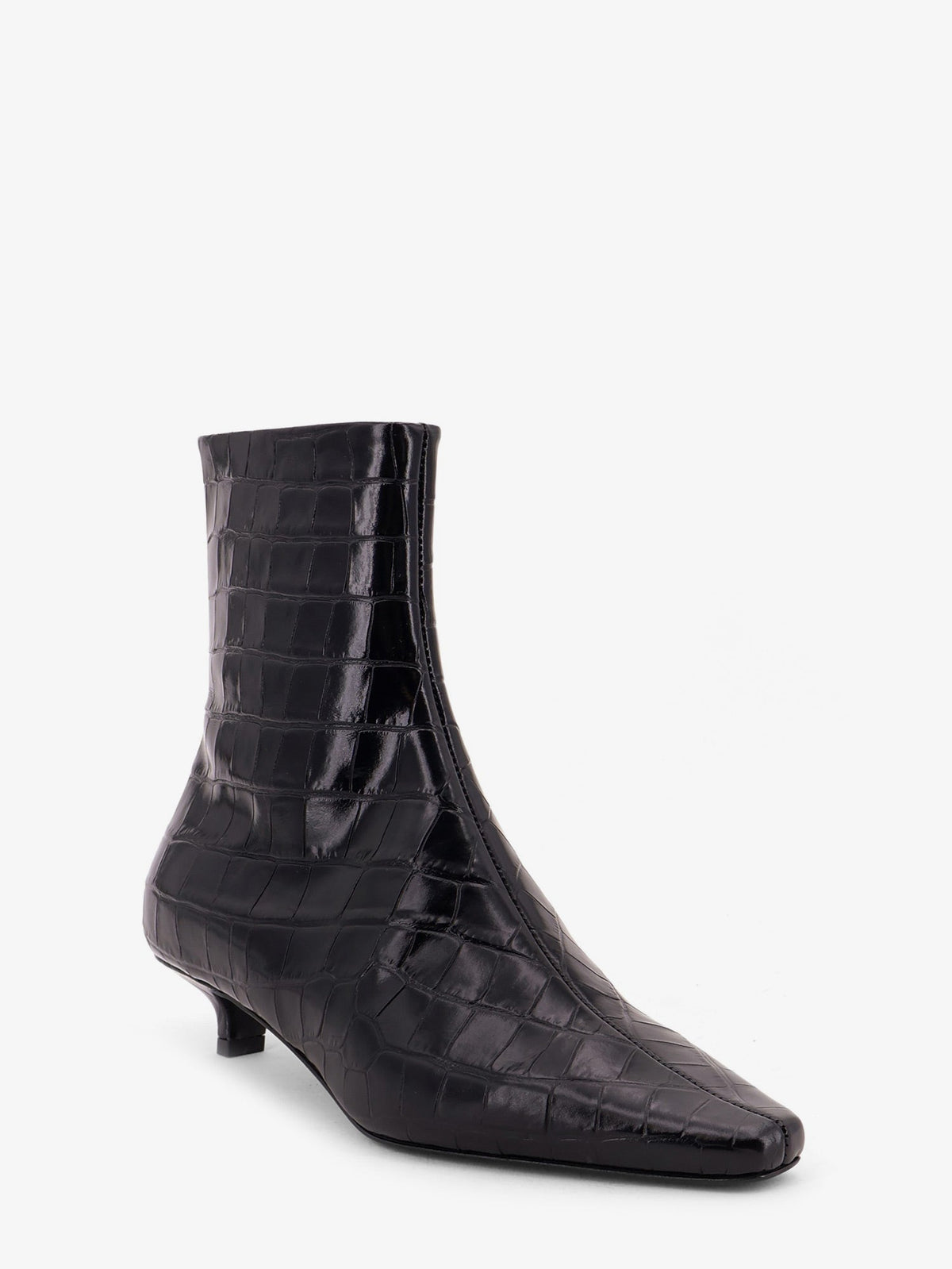 Toteme Women Pointed-Toe Ankle Boots With Crocodile Effect TOTEME