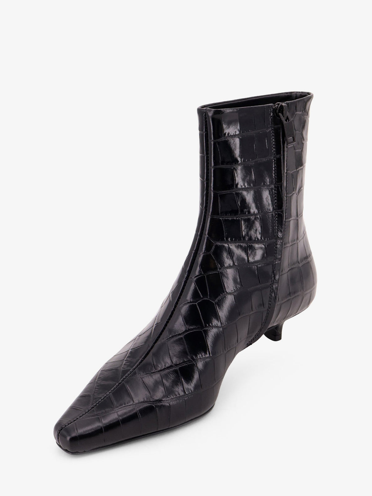 Toteme Women Pointed-Toe Ankle Boots With Crocodile Effect TOTEME