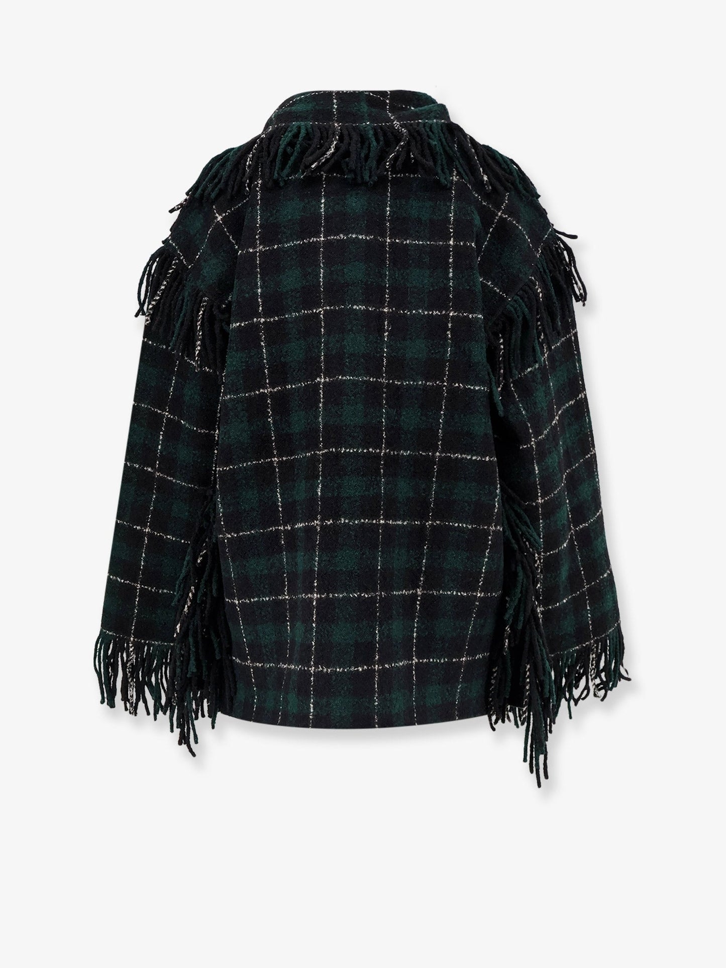 Toteme Women Fringed Scarf Madras Wool Coat TOTEME