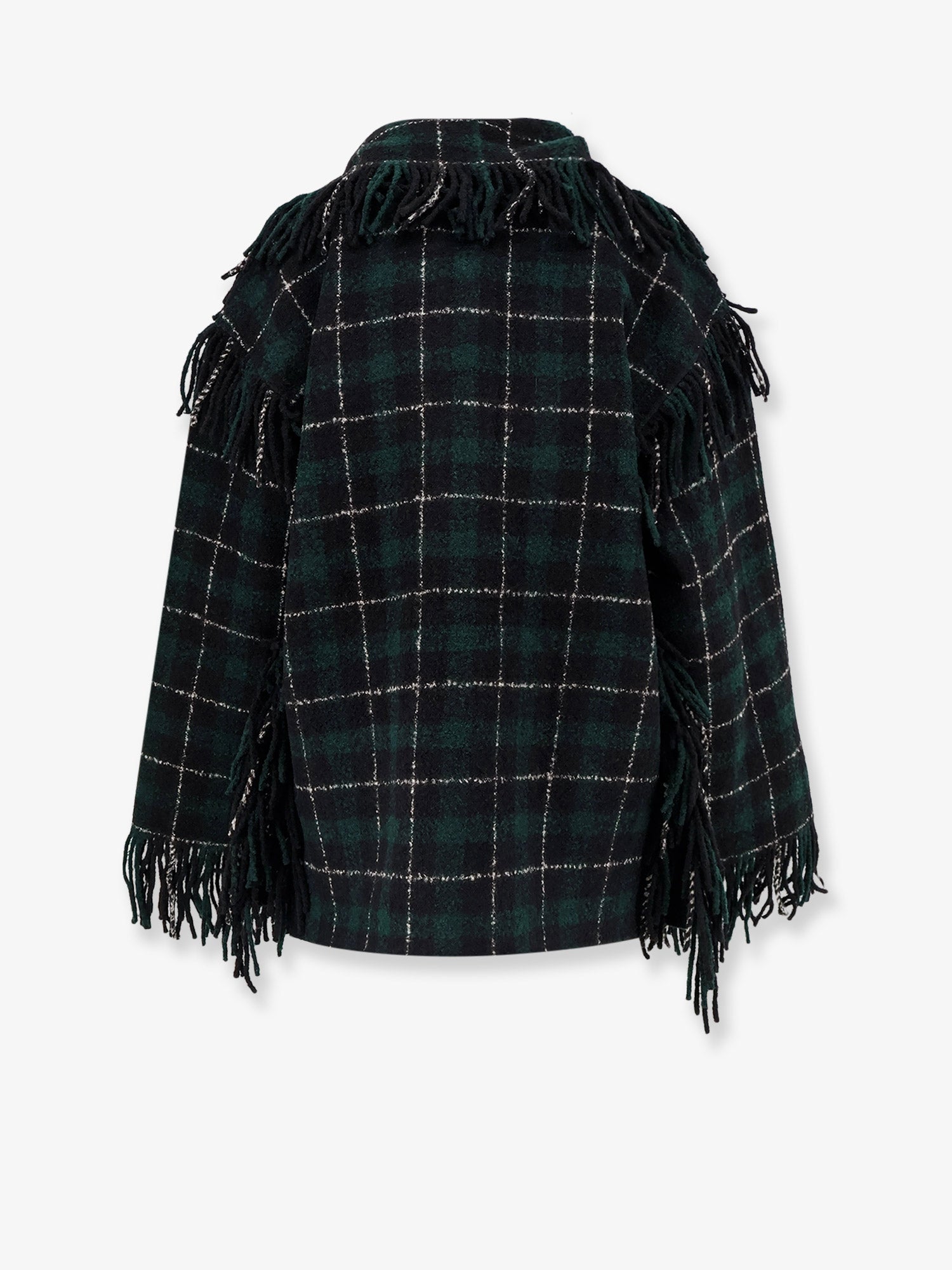 Toteme Women Fringed Scarf Madras Wool Coat TOTEME