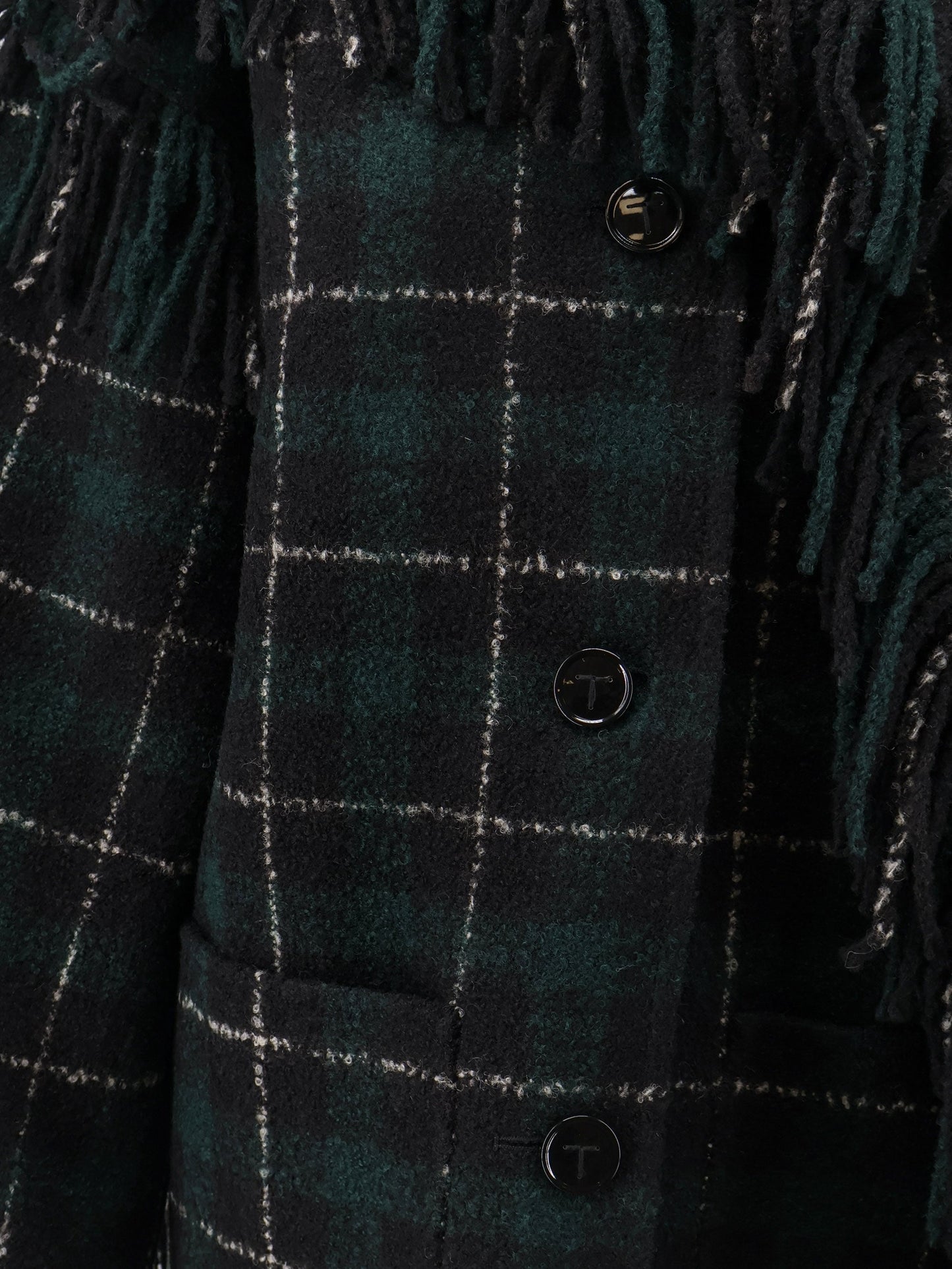 Toteme Women Fringed Scarf Madras Wool Coat TOTEME