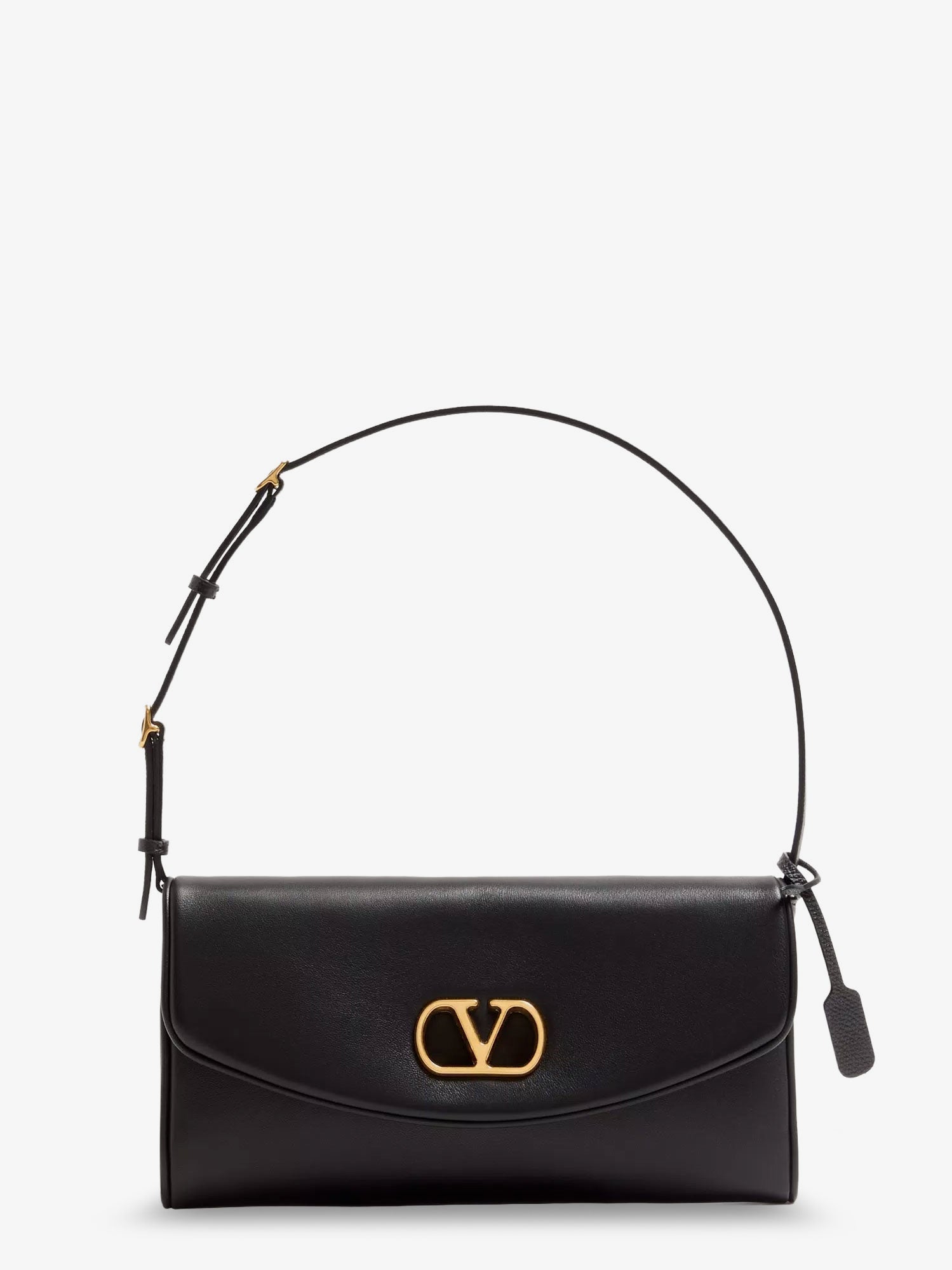 Valentino Garavani Women Devain Leather Shoulder Bag With Metal Vlogo Signature VALENTINO GARAVANI