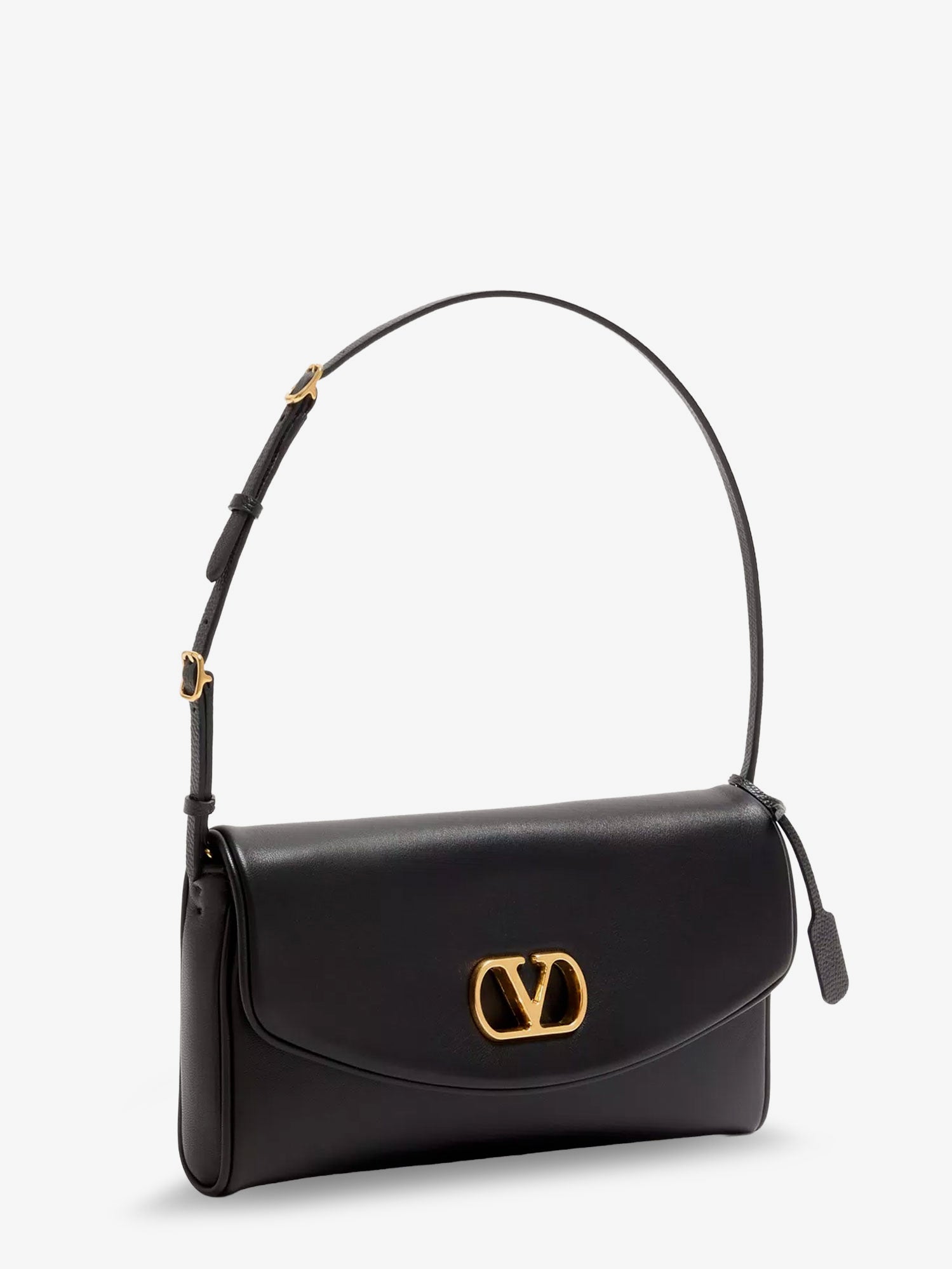 Valentino Garavani Women Devain Leather Shoulder Bag With Metal Vlogo Signature VALENTINO GARAVANI
