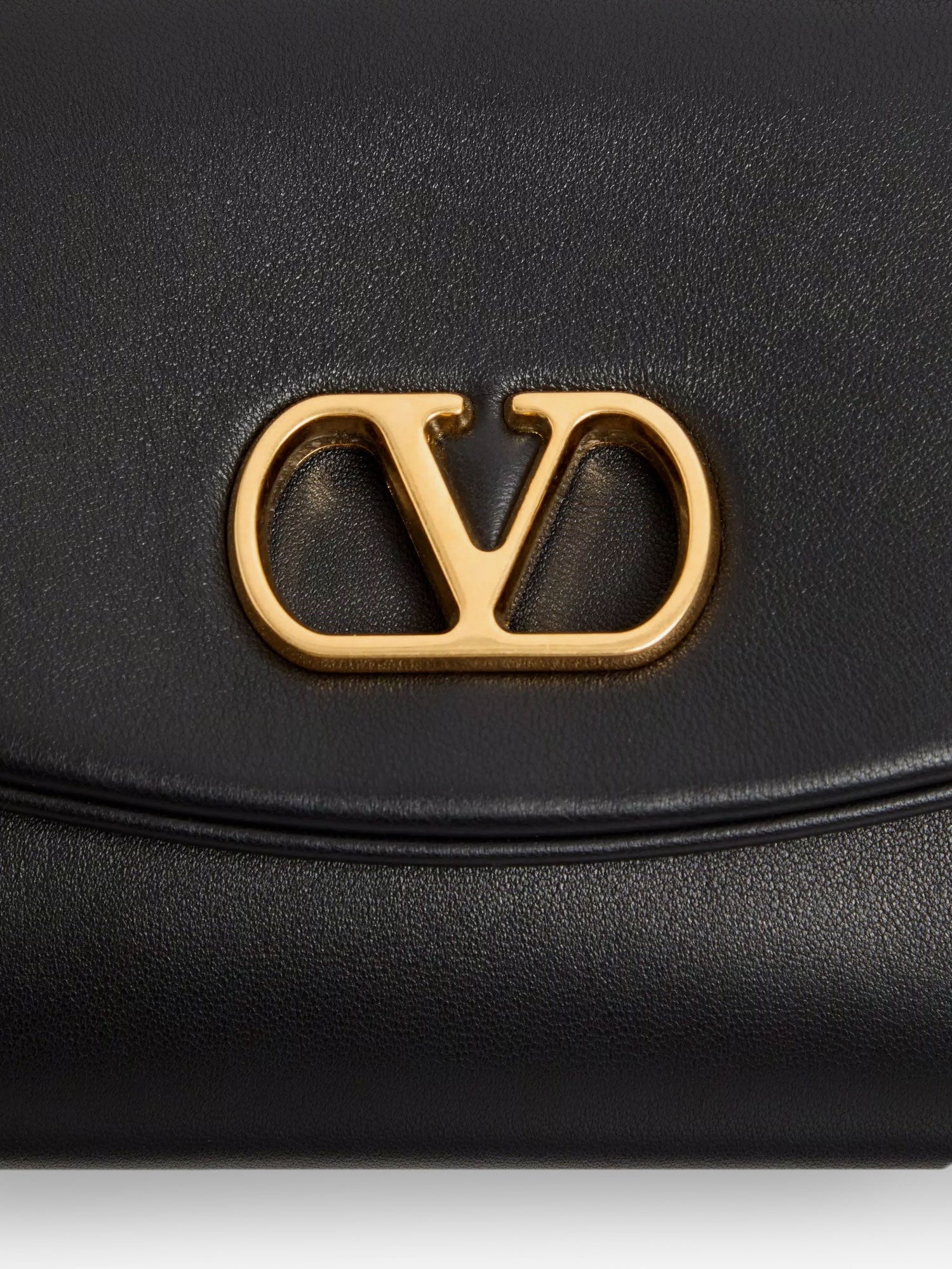 Valentino Garavani Women Devain Leather Shoulder Bag With Metal Vlogo Signature VALENTINO GARAVANI