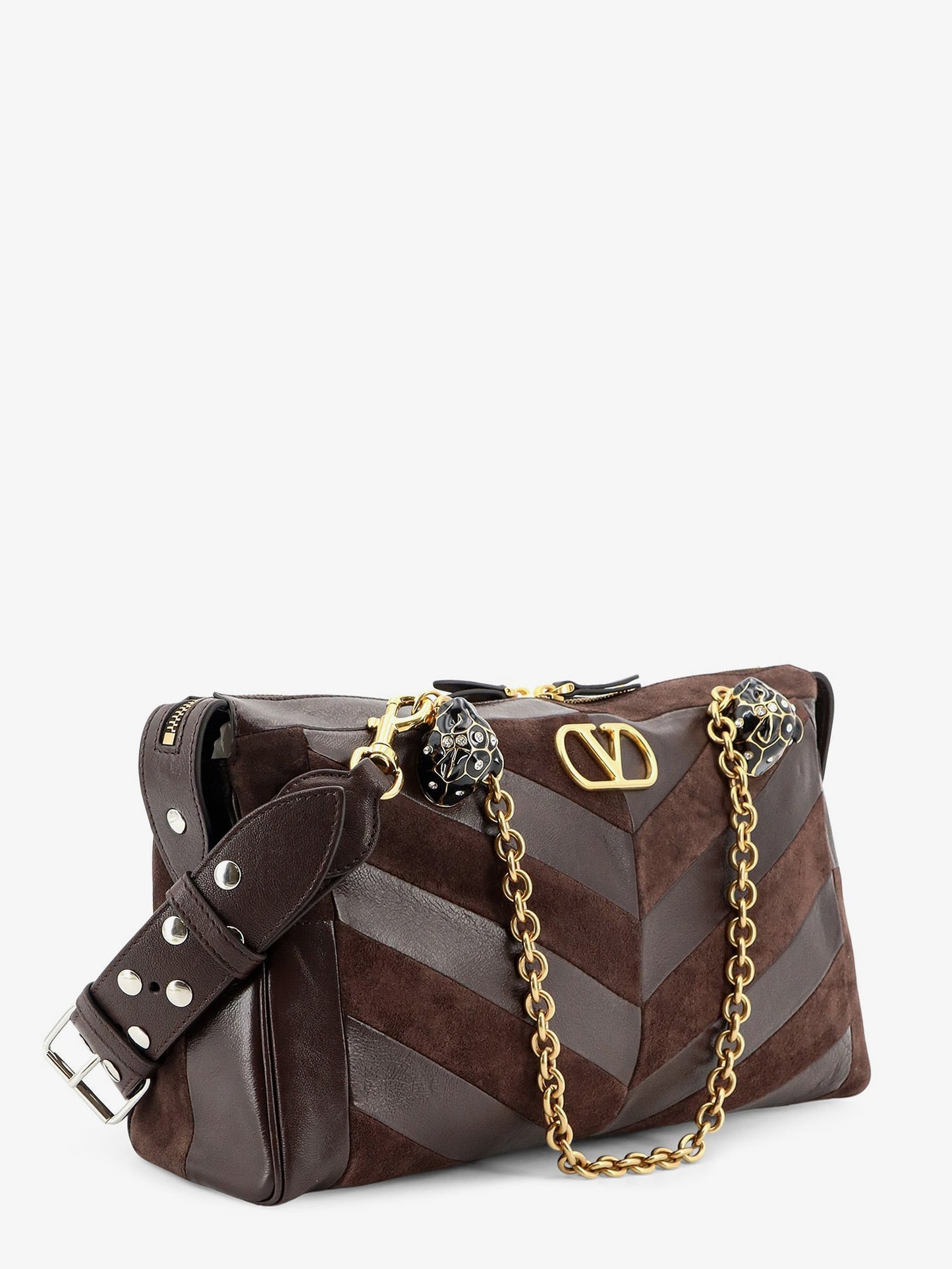 Valentino Garavani Women Panthea Suede And Leather Shoulder Bag VALENTINO GARAVANI