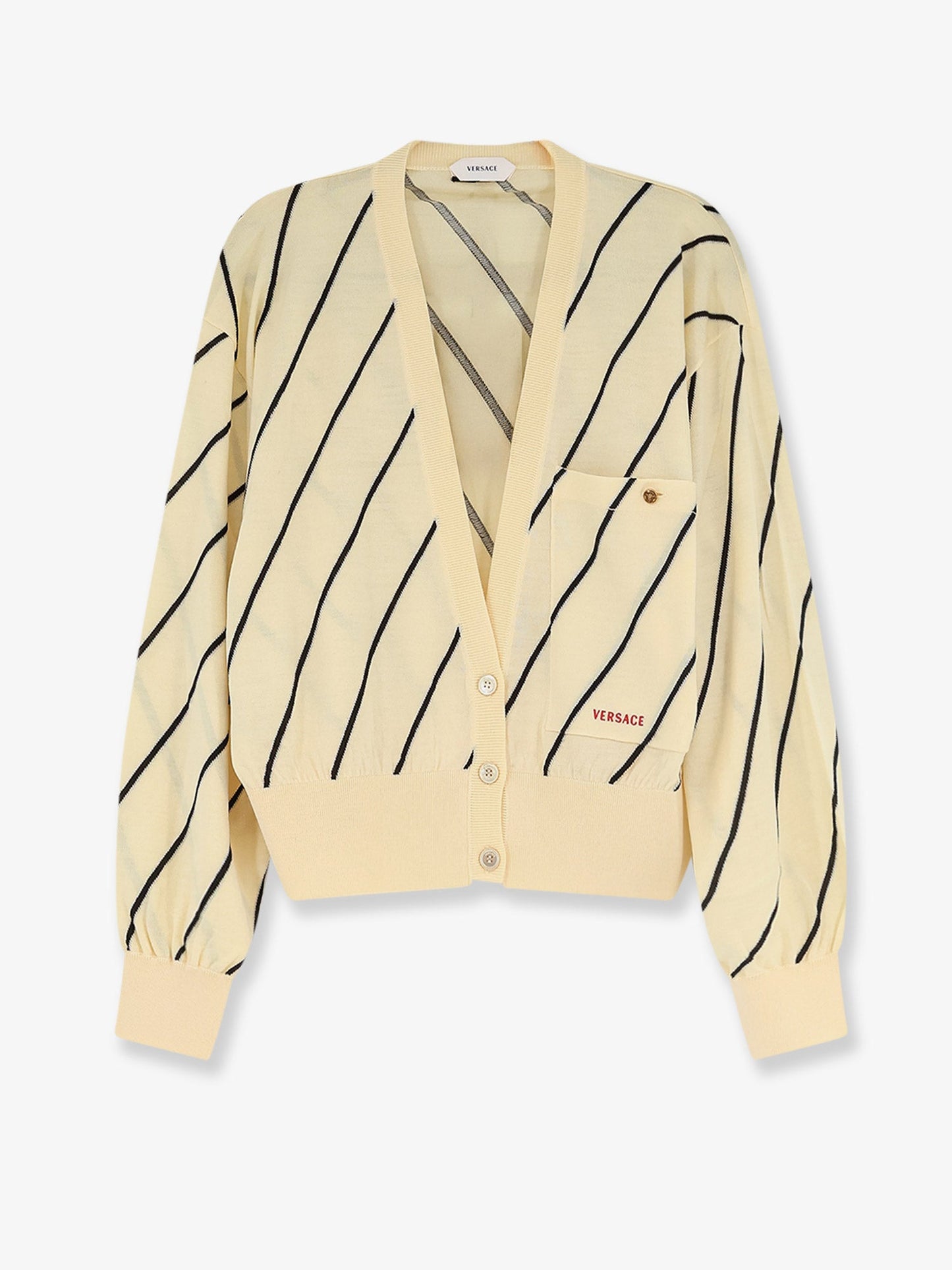 Versace Women Wool Blend Cardigan With Striped Detail VERSACE