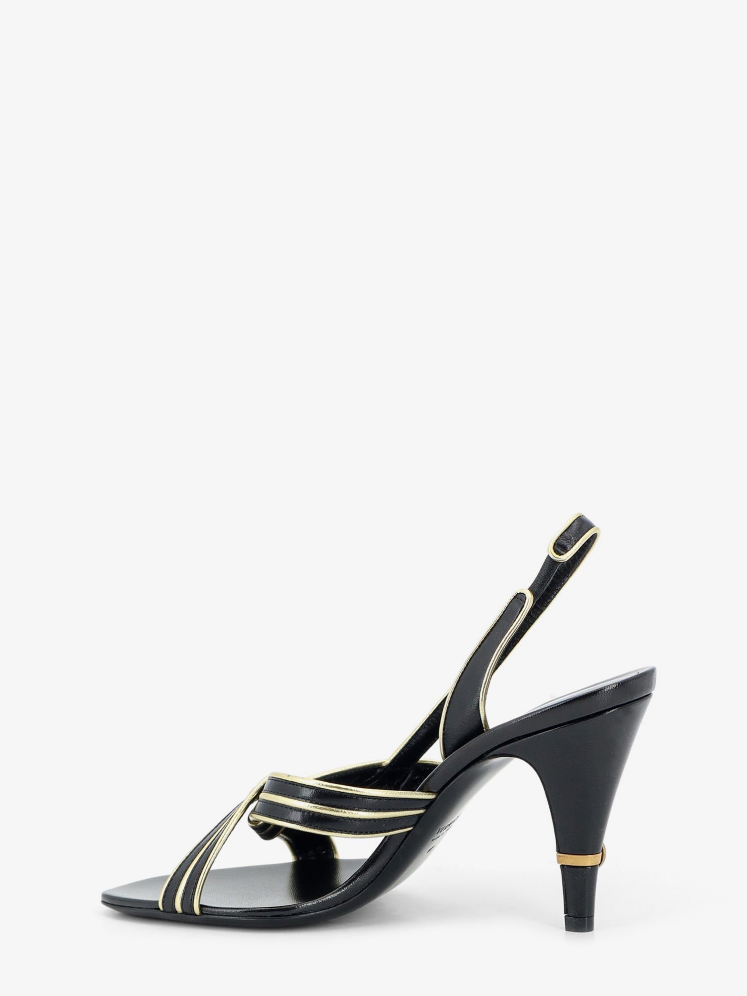 Versace Women Gianni Leather Sandals With Contrasting Metallic Profiles VERSACE