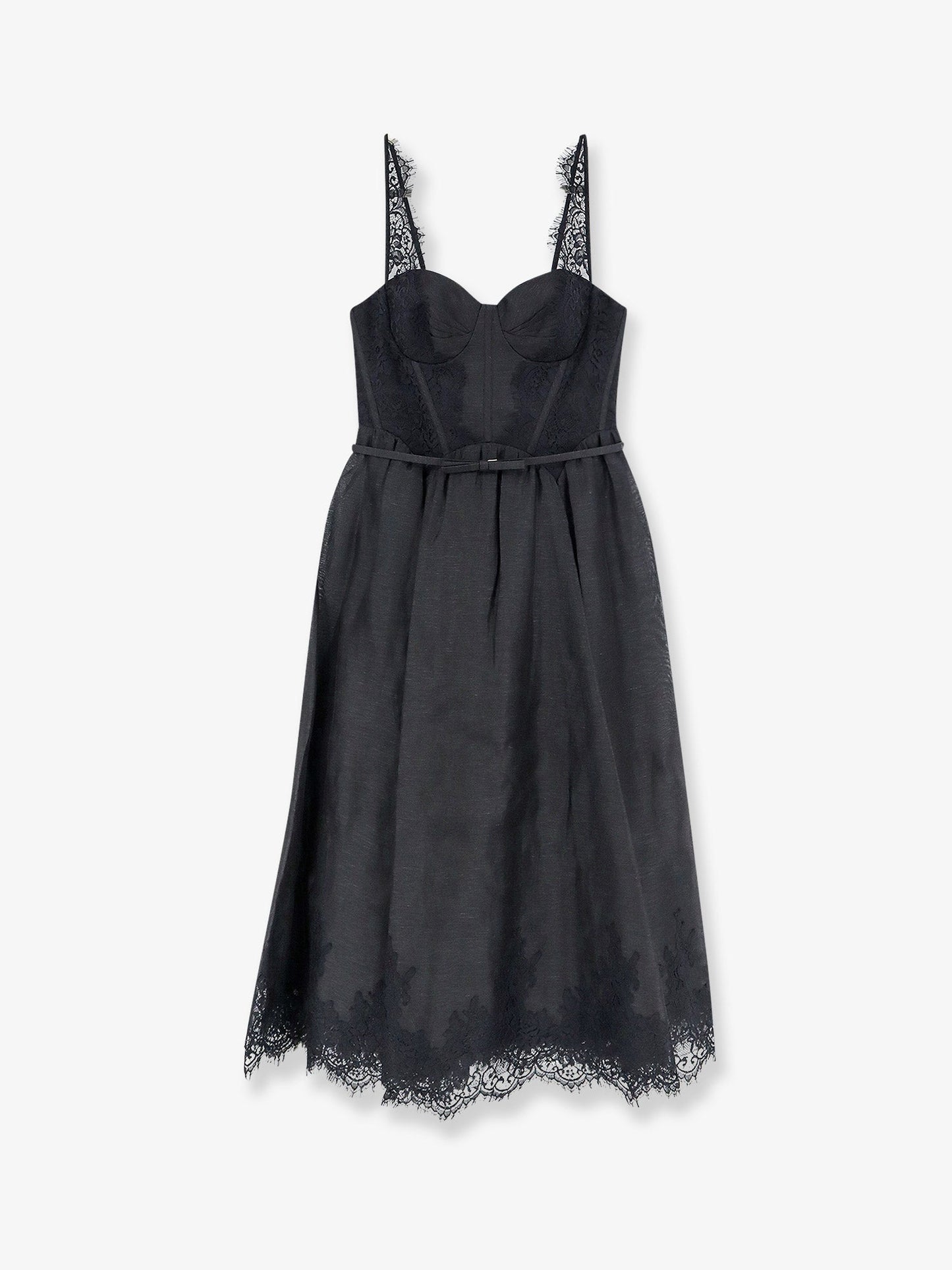 Zimmermann Women Valiant Midi Dress In Linen And Silk Blend ZIMMERMANN