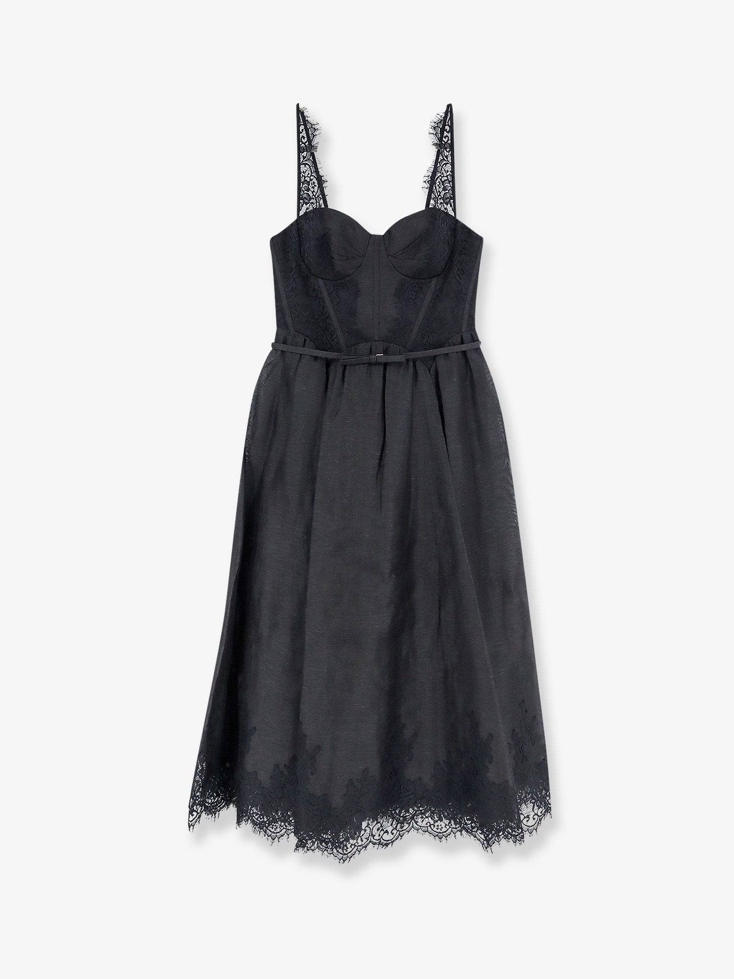 Zimmermann Women Valiant Midi Dress In Linen And Silk Blend ZIMMERMANN