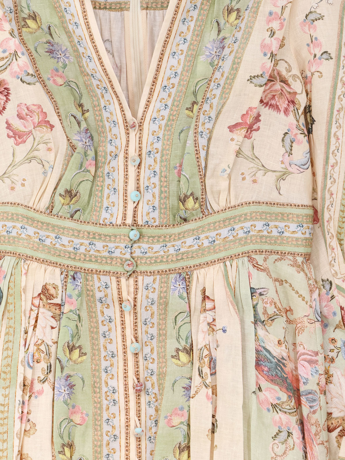 Zimmermann Women Roselight Plunge Tapestry Print Linen Dress ZIMMERMANN