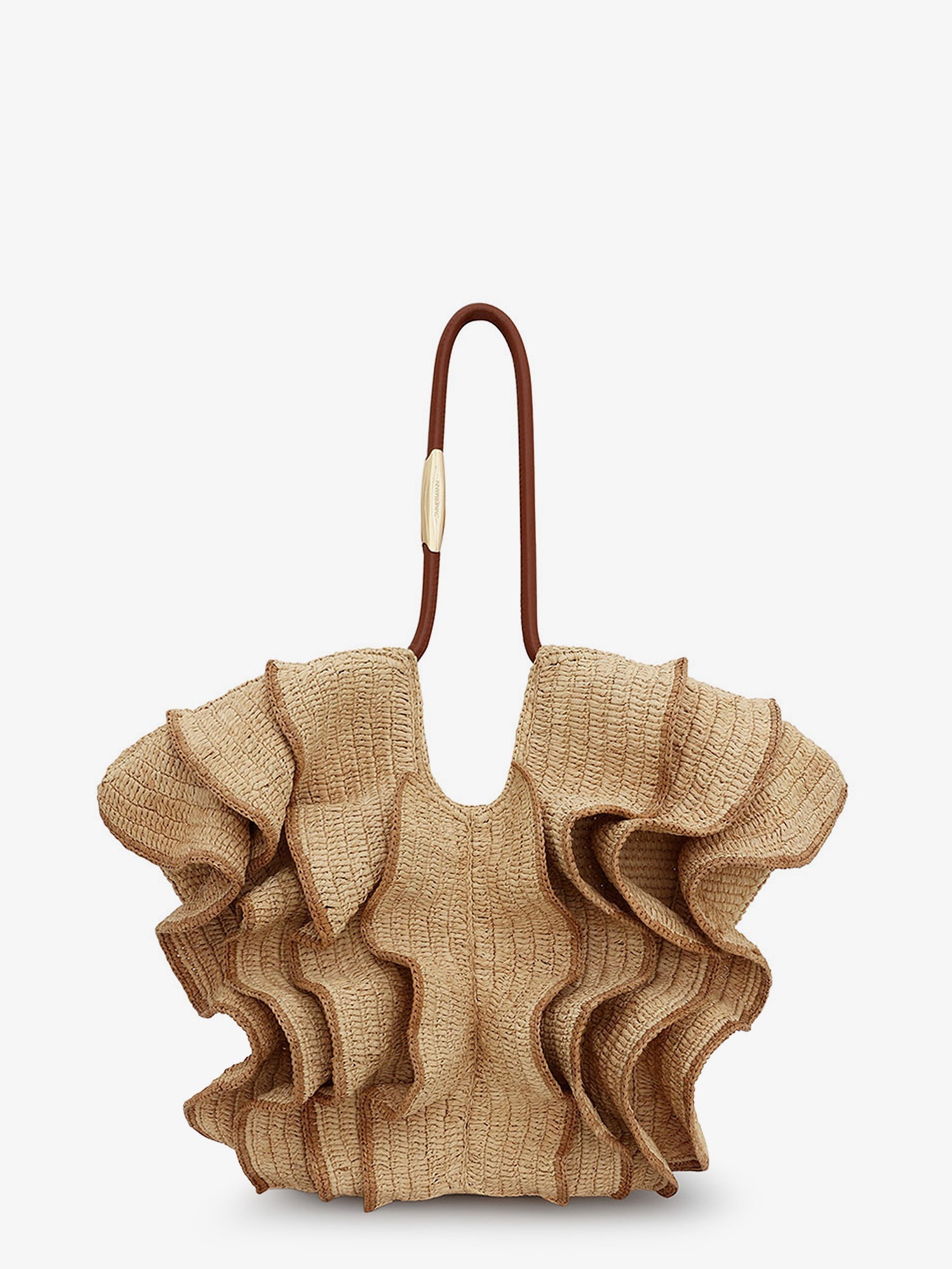 Zimmermann Women Goldentime Raffia Shoulder Bag With Ruffles ZIMMERMANN