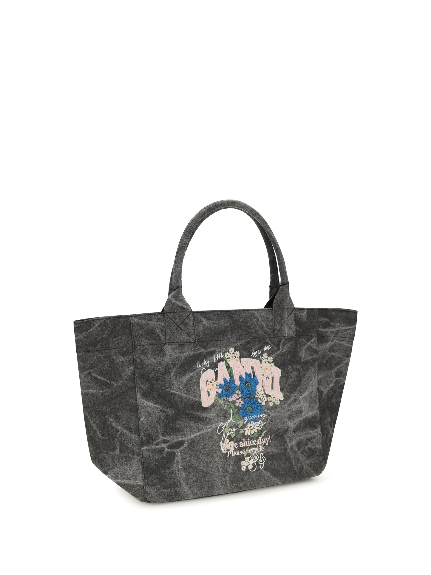 Ganni Women Medium Trapeze Flower-Print Shopping Bag GANNI