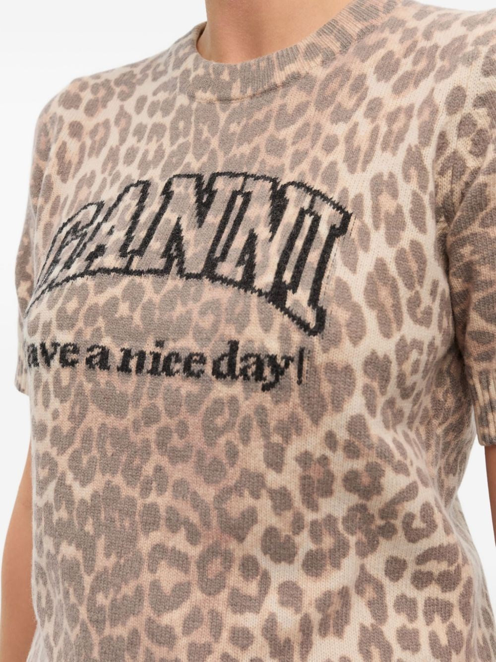 Ganni Women Leopard Print T-Shirt GANNI
