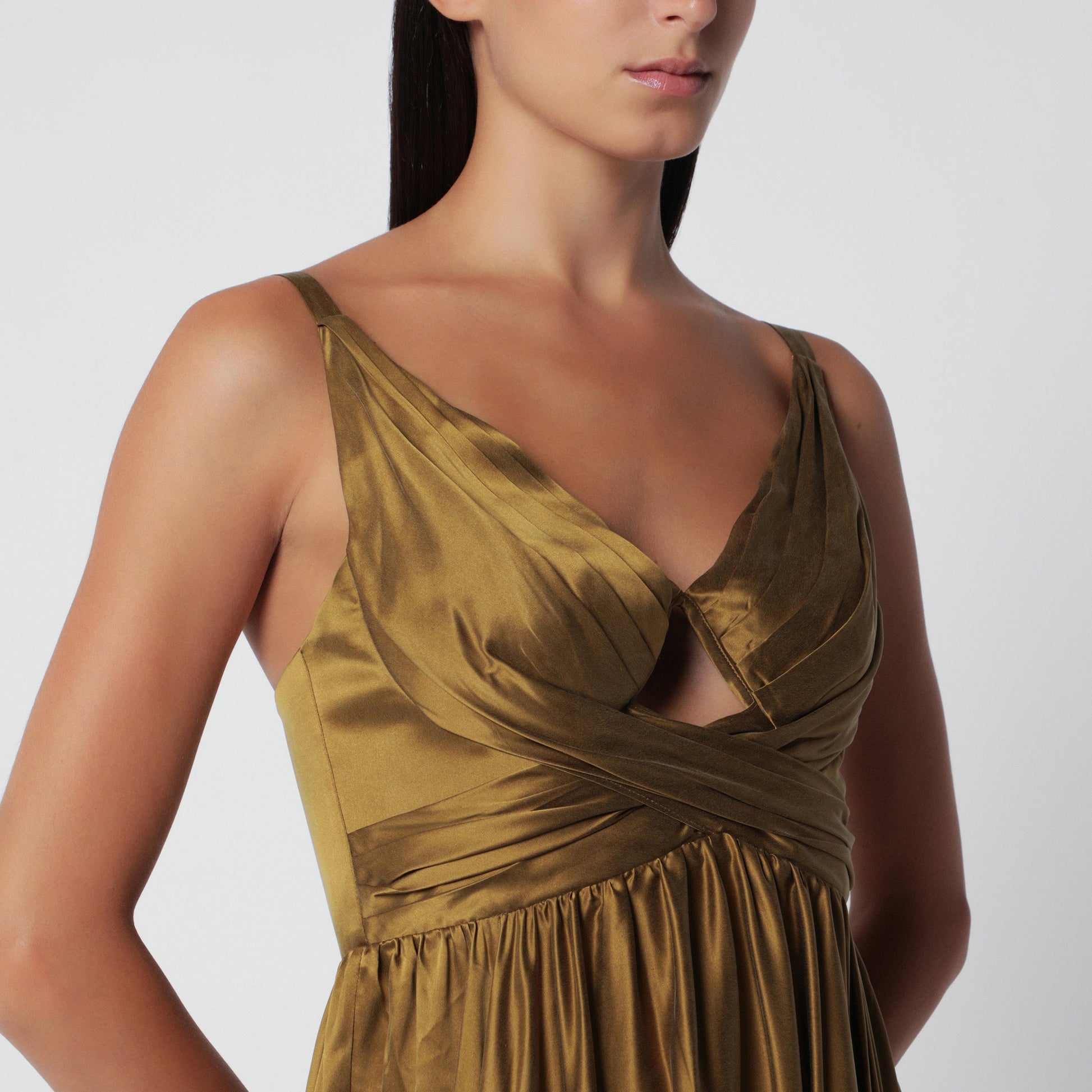 Zimmermann Olive Green Draped Silk Maxi Dress Women ZIMMERMANN